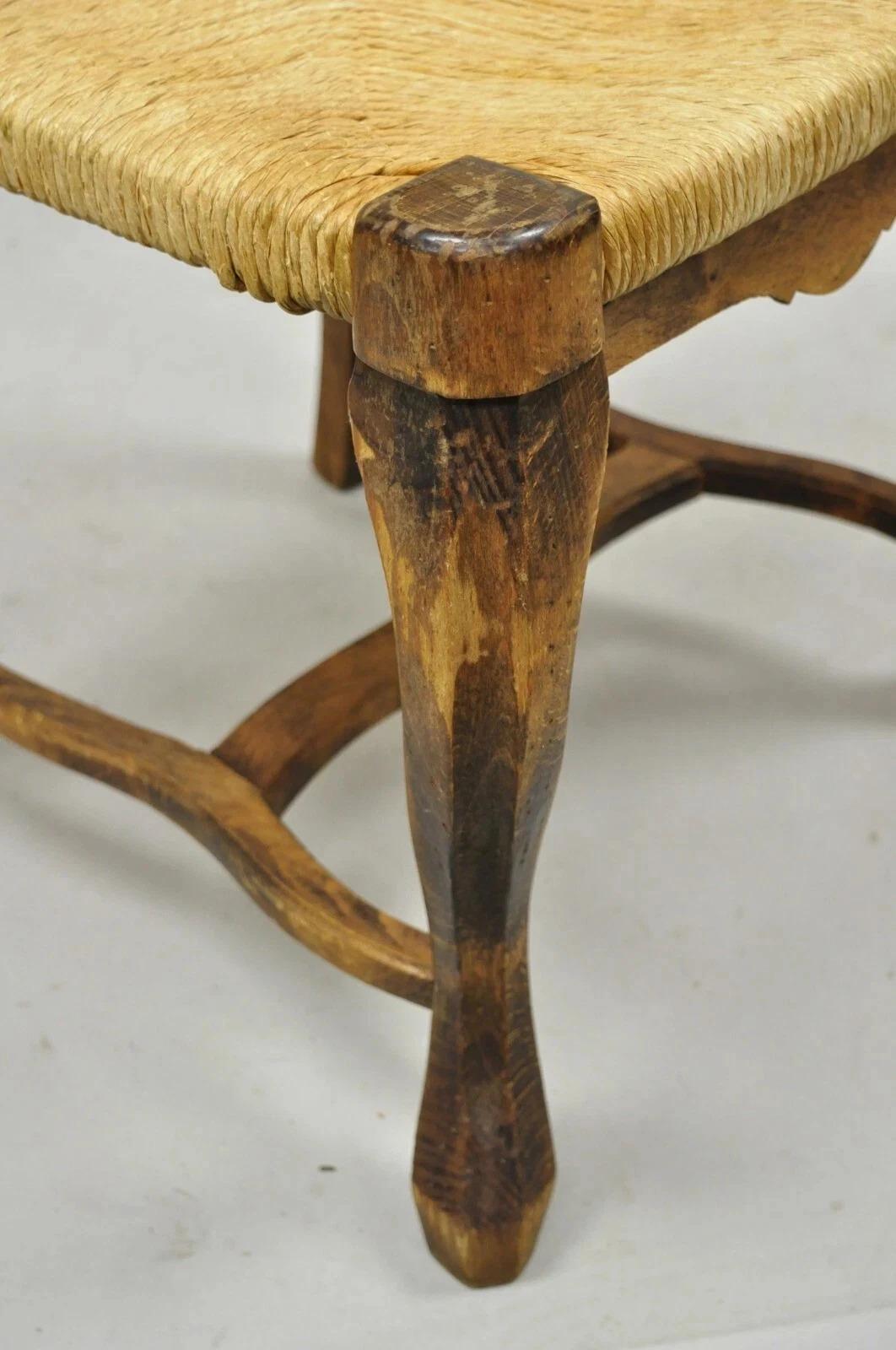 Vintage Französisch Land Distressed Holz Leiter zurück Rush Seat Side Chair (Cord) im Angebot