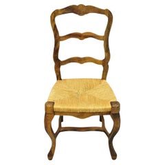 Vintage Französisch Land Distressed Holz Leiter zurück Rush Seat Side Chair