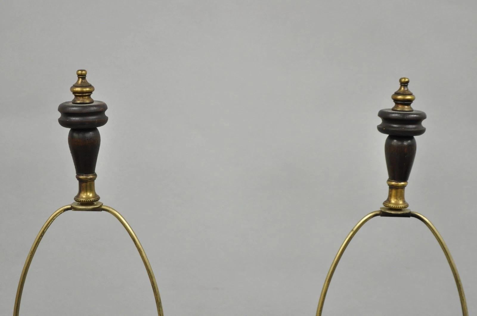 Vintage French Country Farmhouse Distressed Solid Carved Wood Table Lamps - Pair For Sale 3
