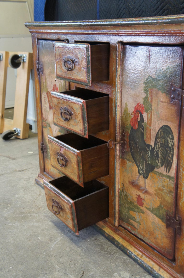 Vintage French Country Farmhouse Hand Painted Rooster Credenza Sideboard  Console at 1stDibs | vintage farmhouse sideboard, hand painted credenzas, rooster  cabinet, image size:768x1157