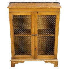Vintage French Country Farmhouse Pine Chicken Wire Bookcase Curio Cabinet 33"