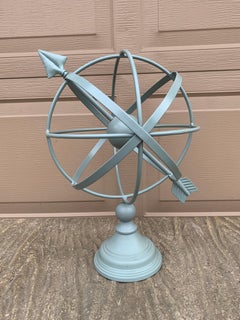 Vintage French Country Gray Iron Garden Armillary Sundial