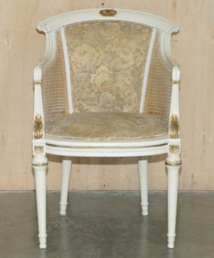 VINTAGE FRENCH COUNTRY HOUSE 1940'S ORIGINAL PAINT BERGERE RATTAN ARMCHAIr