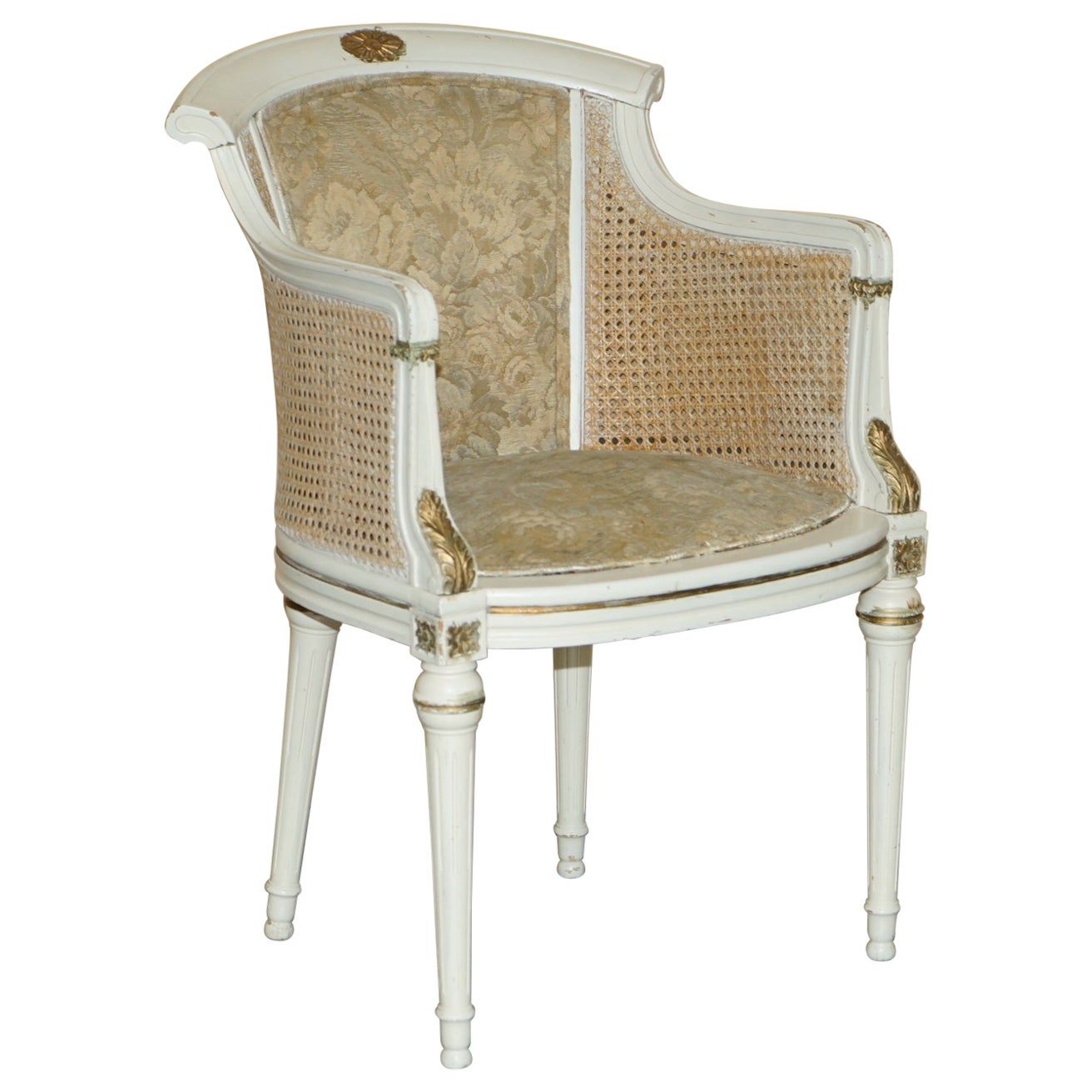 BERGERE RATTAN ARMCHAIR DE COUNTRY FRANÇAIS ORIGINAL DES ANNÉES 1940