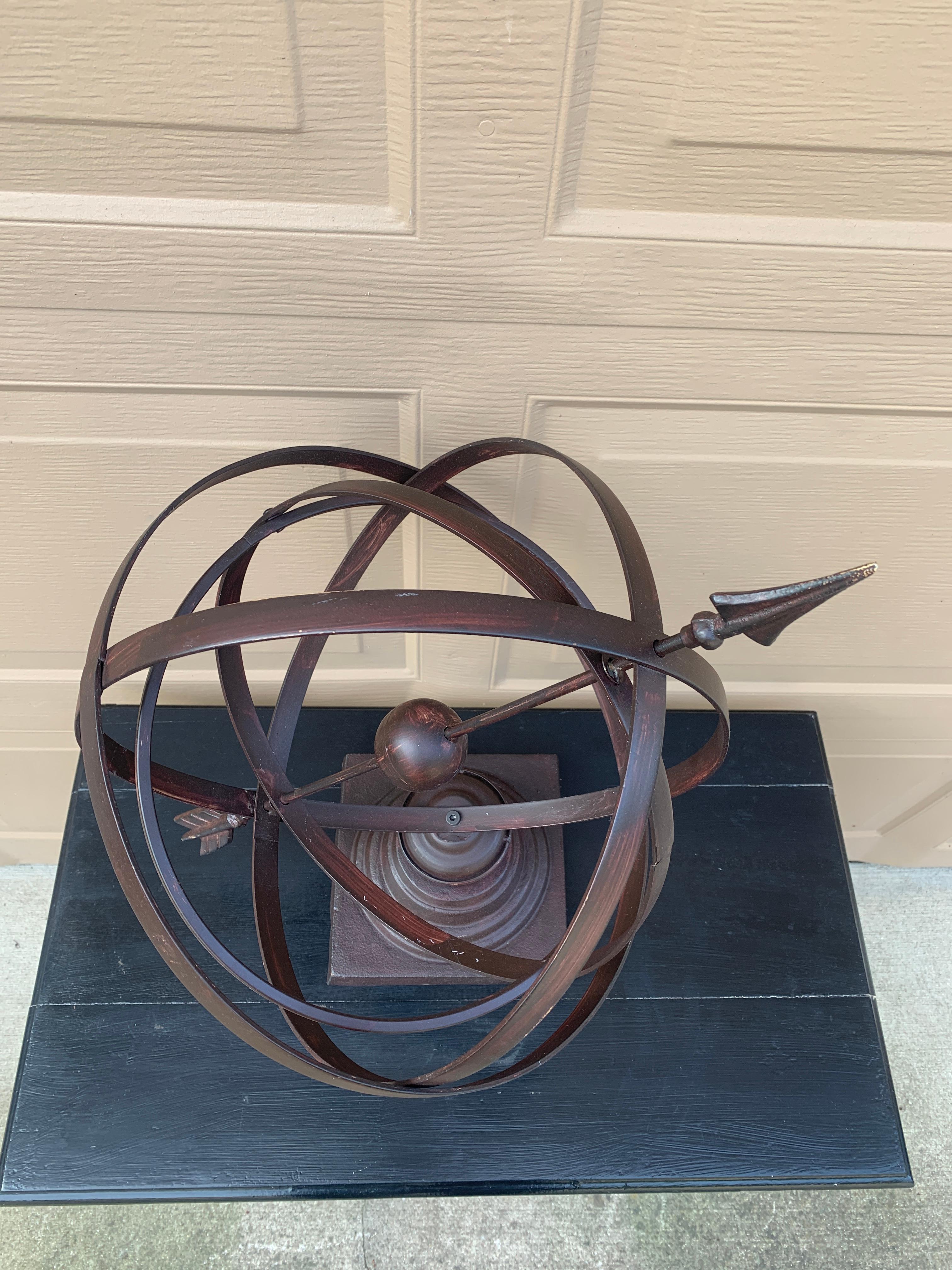 Vintage French Country Iron Garden Armillary Sundial en venta 3