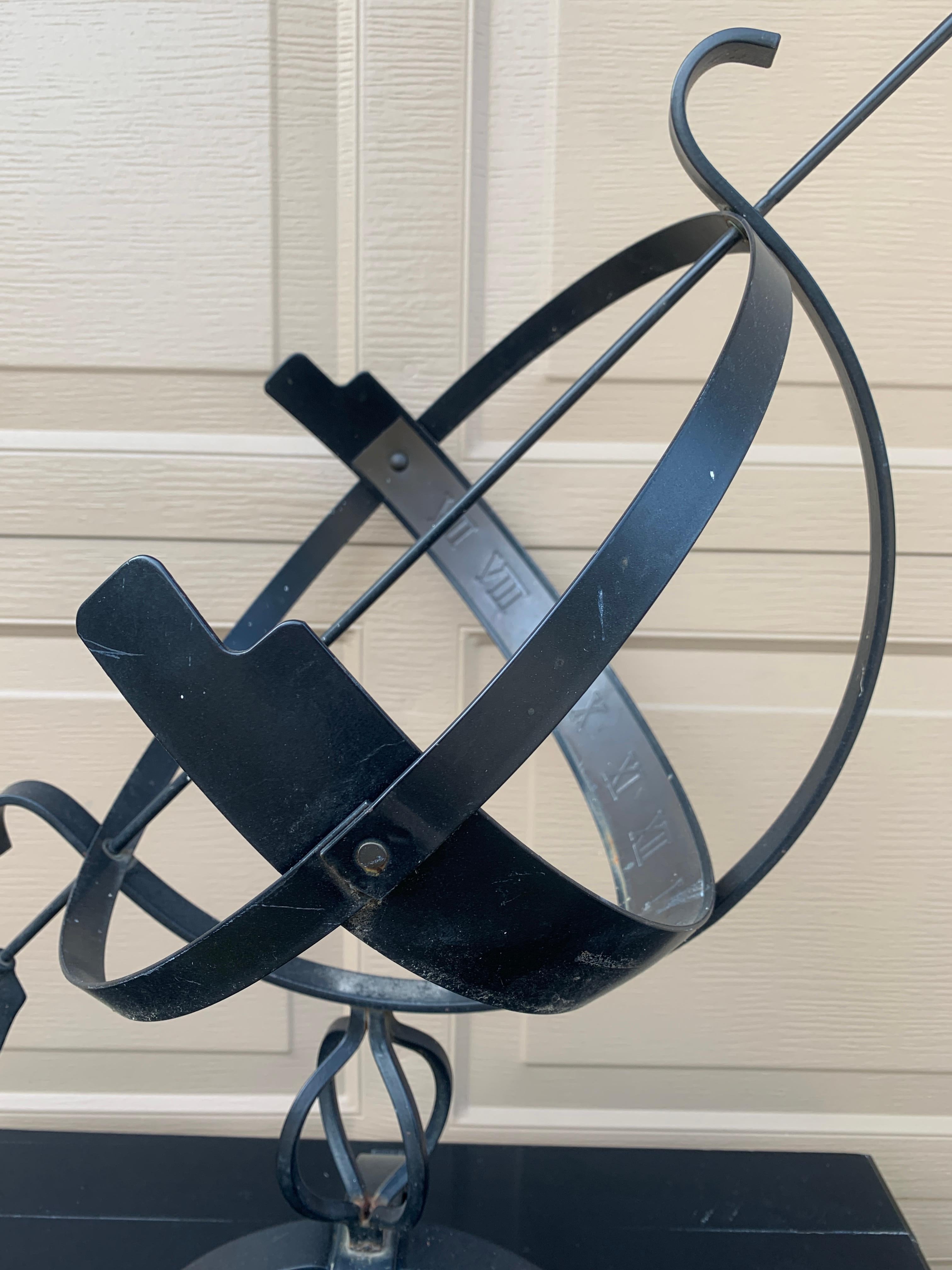 Vintage French Country Iron Garden Armillary Sundial in vendita 3