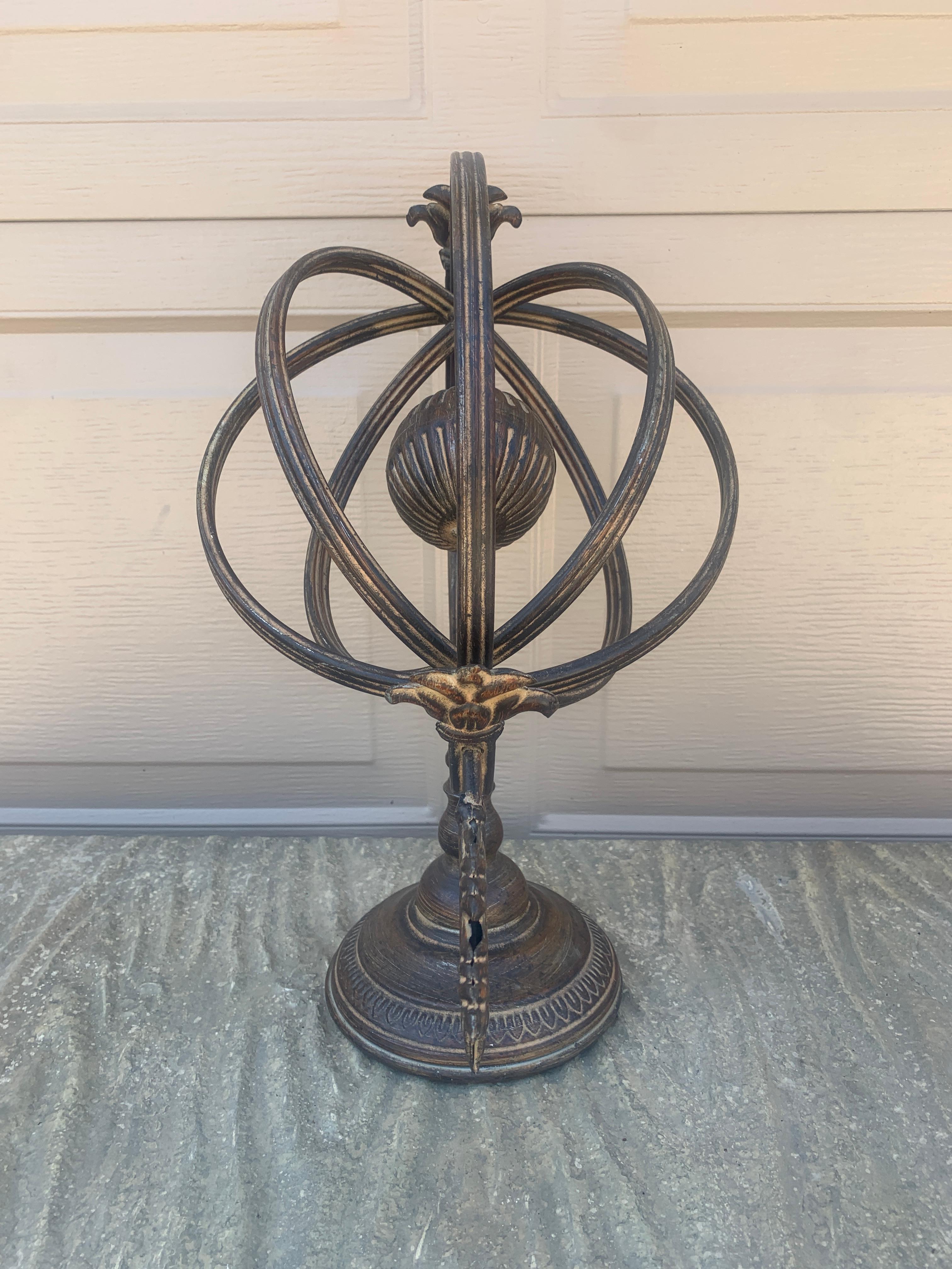 Vintage French Country Iron Garden Armillary Sundial For Sale 5