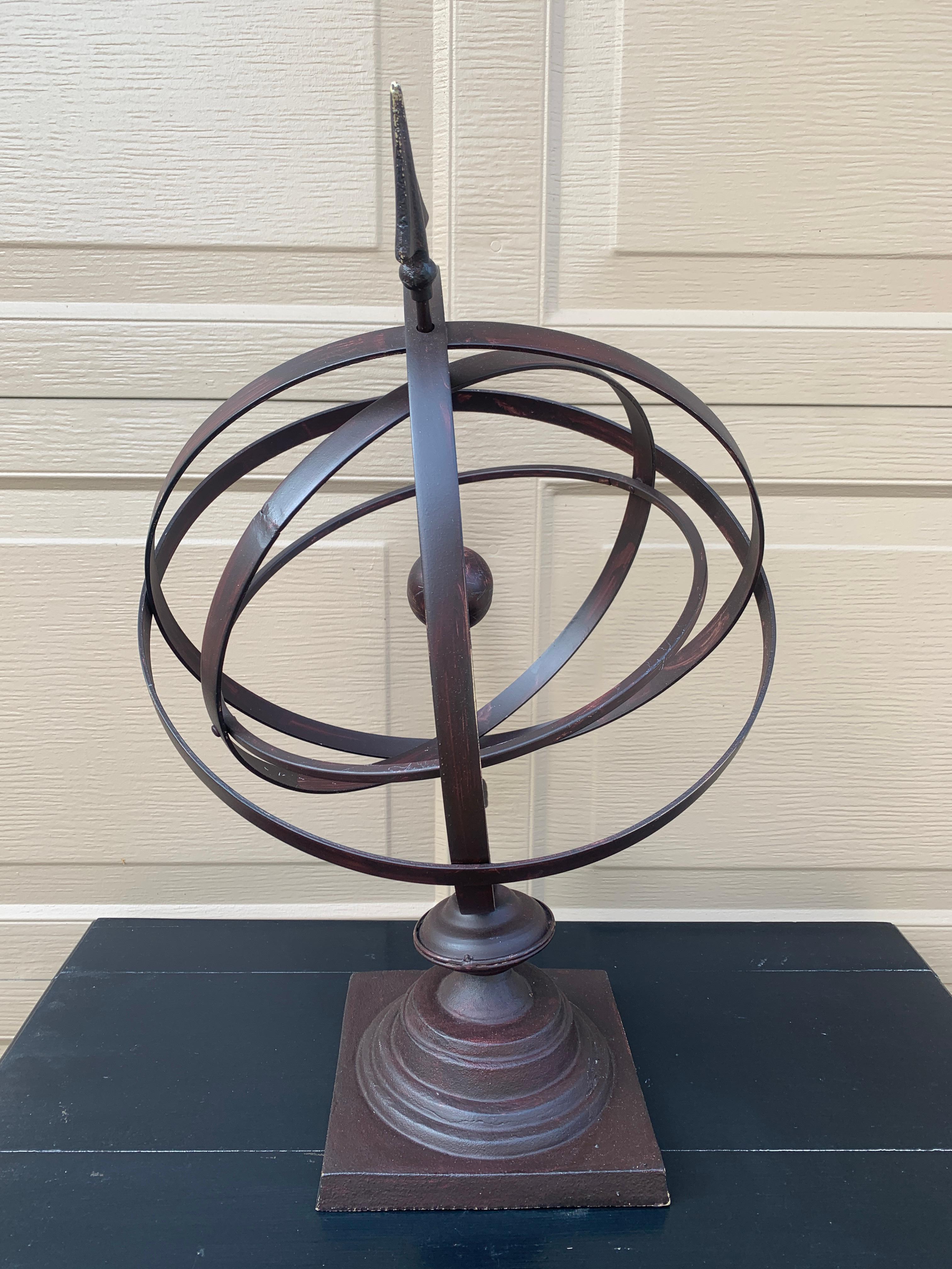 Vintage French Country Iron Garden Armillary Sundial en venta 4
