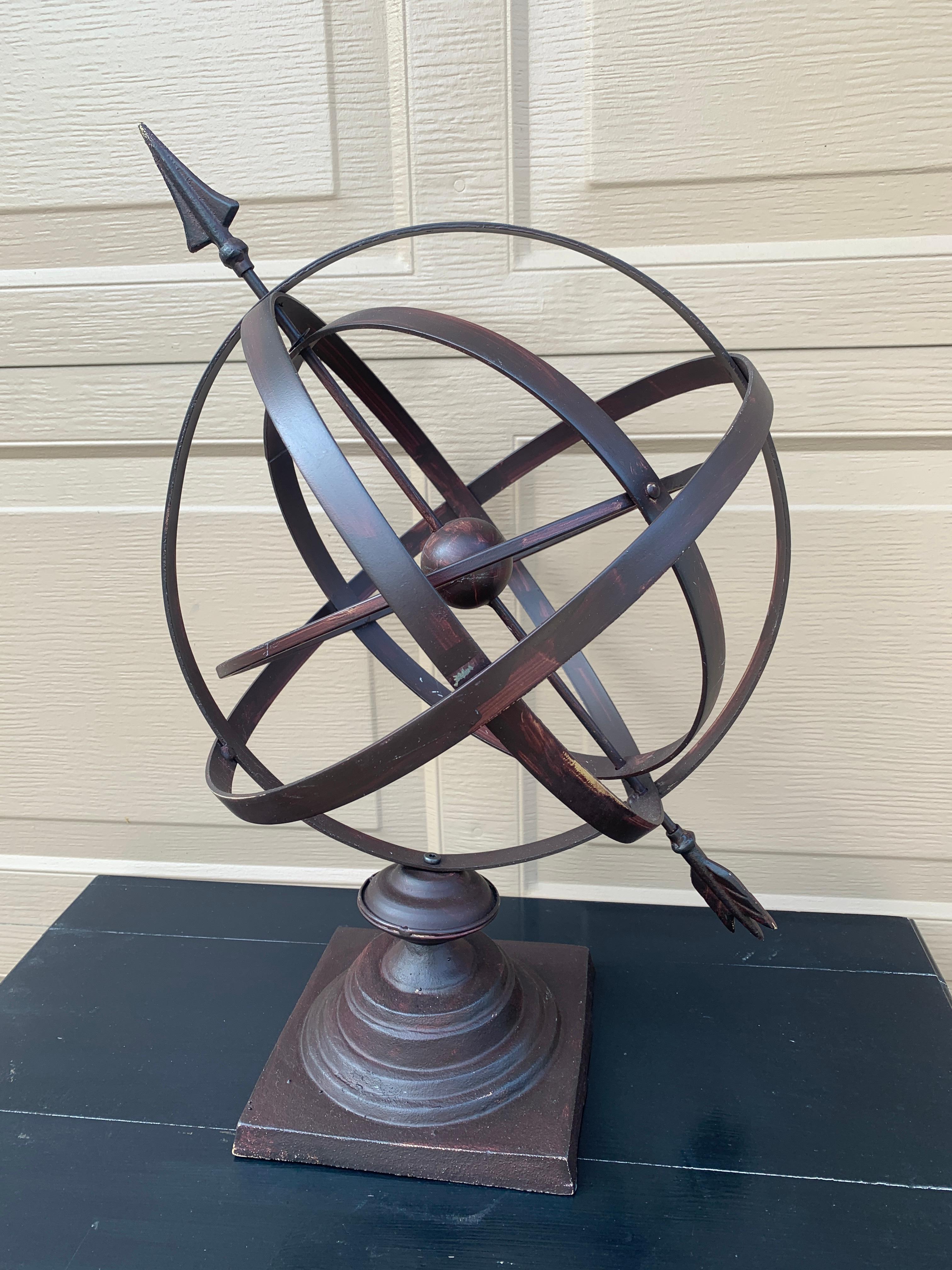 Vintage French Country Iron Garden Armillary Sundial en venta 5