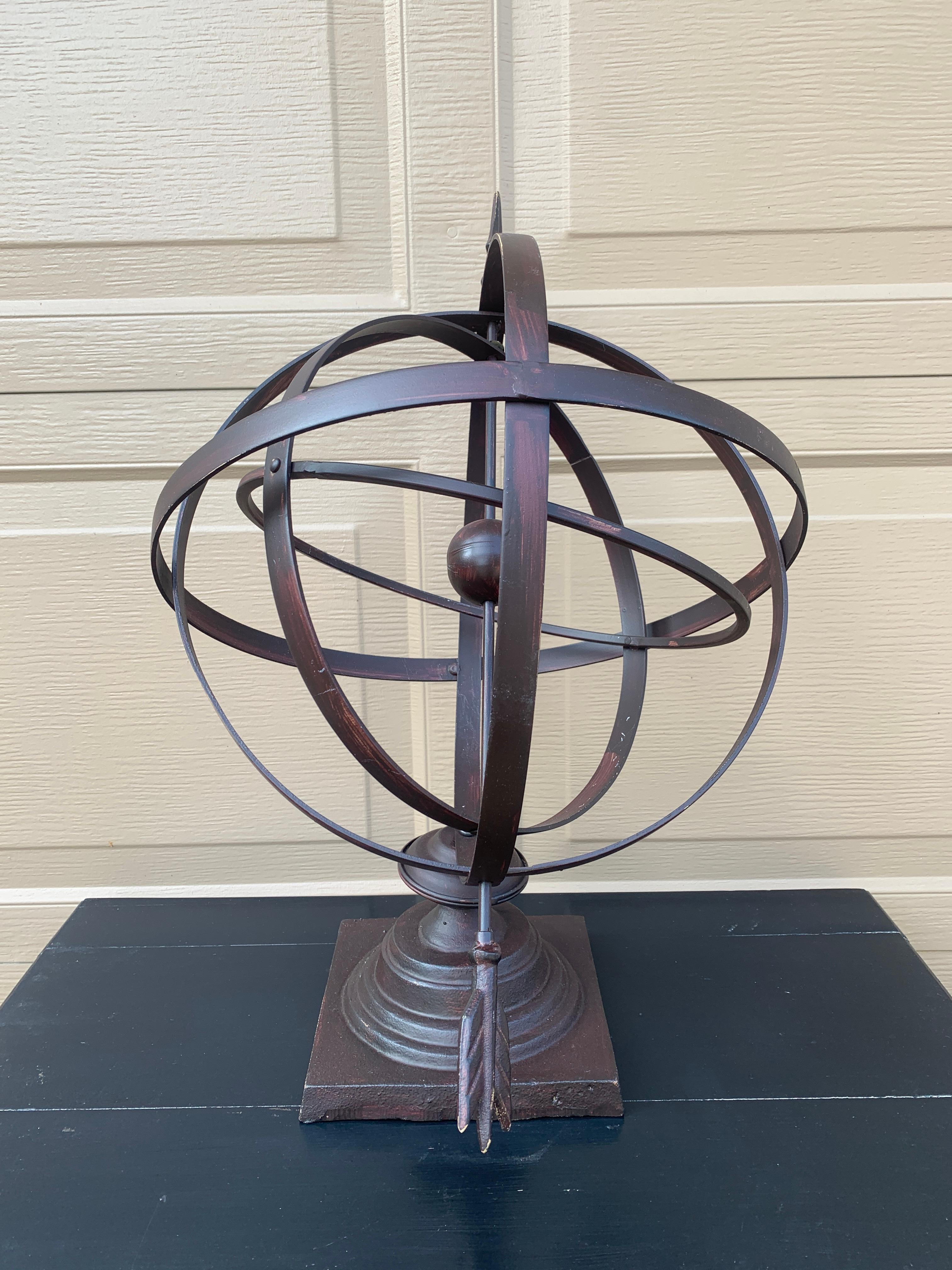 Vintage French Country Iron Garden Armillary Sundial en venta 6
