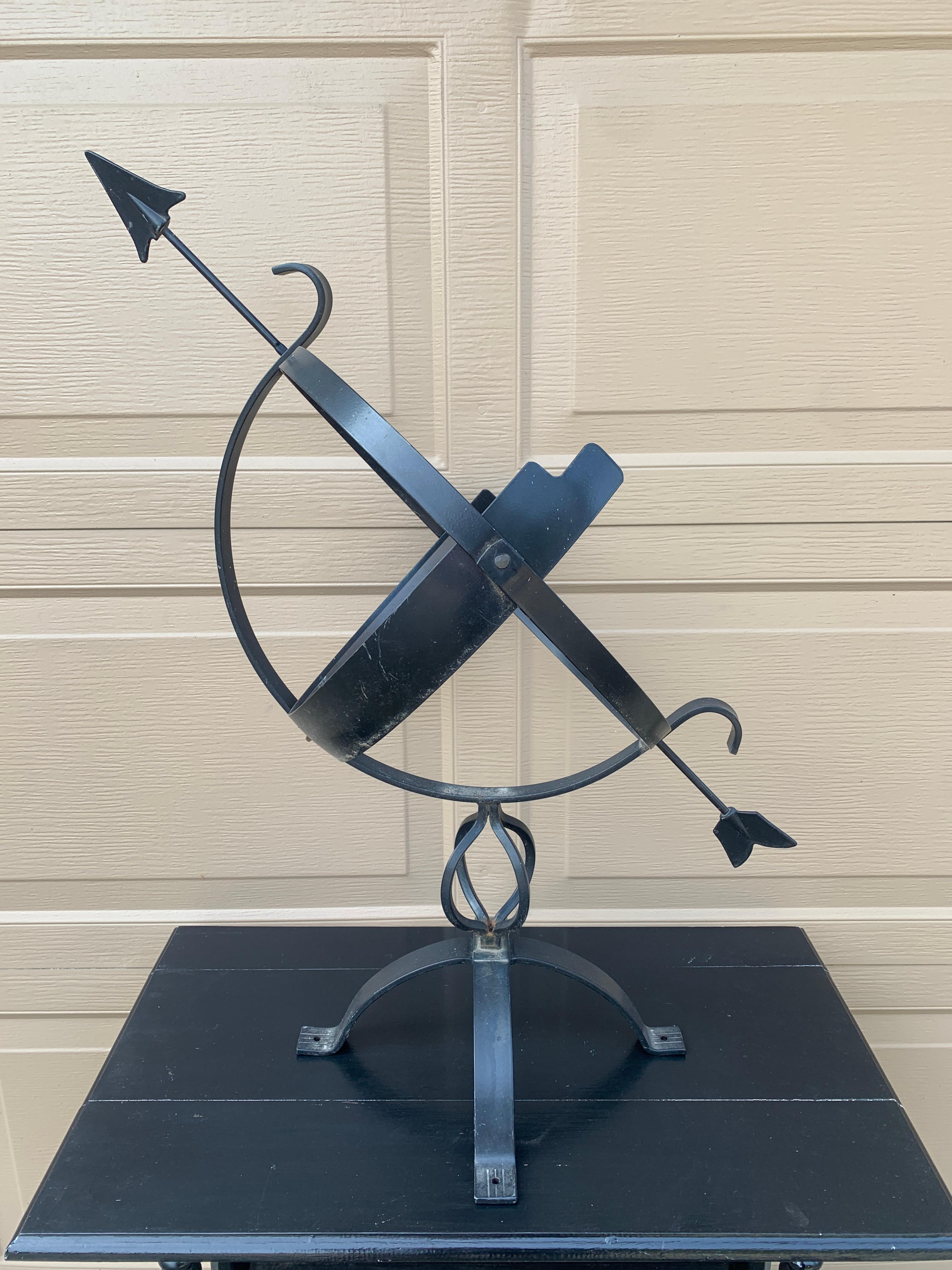 Vintage French Country Iron Garden Armillary Sundial in vendita 7