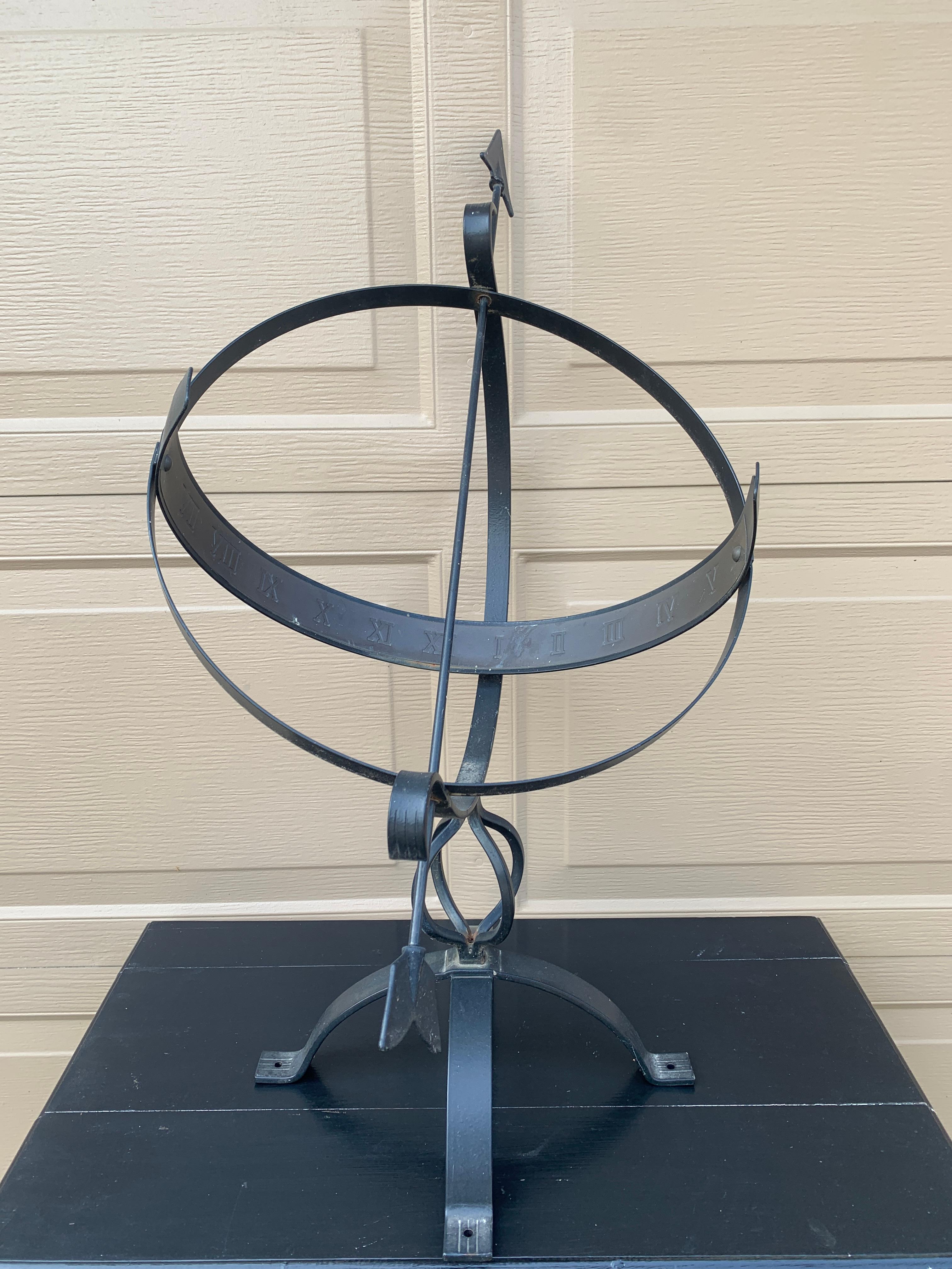 Vintage French Country Iron Garden Armillary Sundial in vendita 8