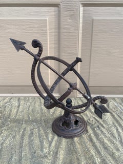 Vintage French Country Iron Garden Armillary Sundial
