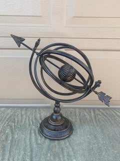 Vintage French Country Iron Garden Armillary Sundial