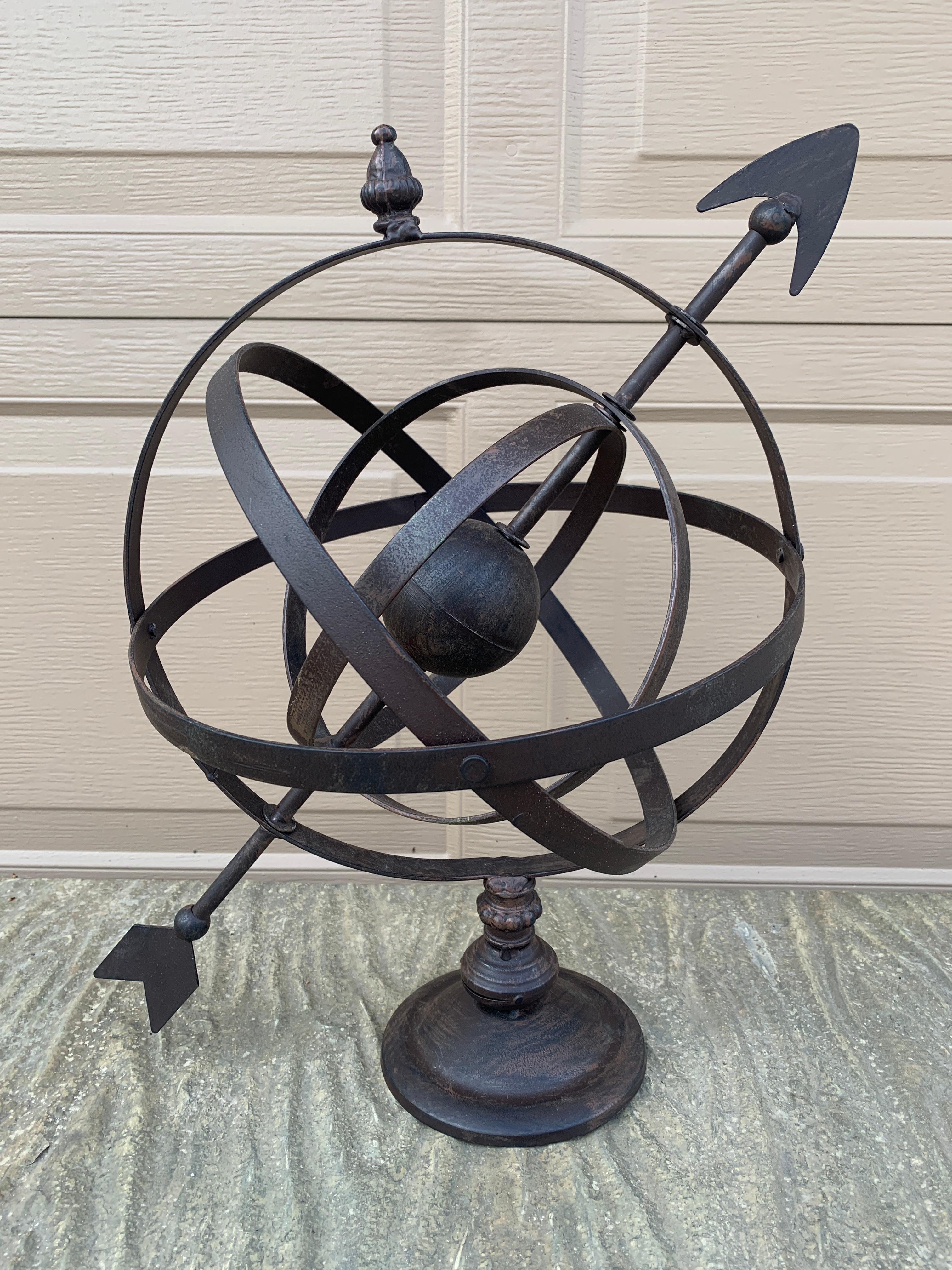 A stunning vintage French country iron garden armillary sundial

USA, Late 20th Century

Measures: 16