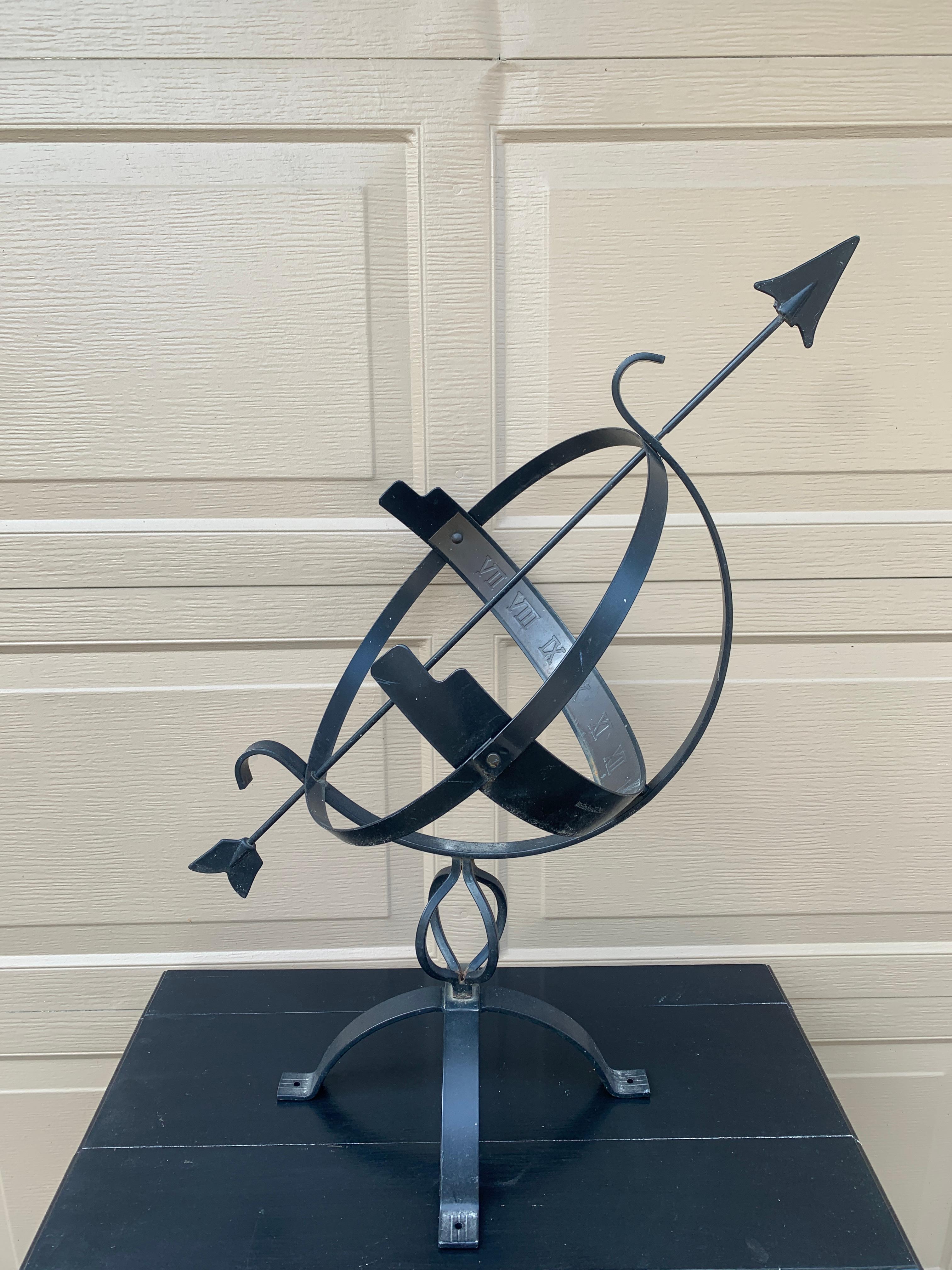 A stunning vintage French country iron garden armillary sundial

USA, Late 20th Century

Measures: 20.5