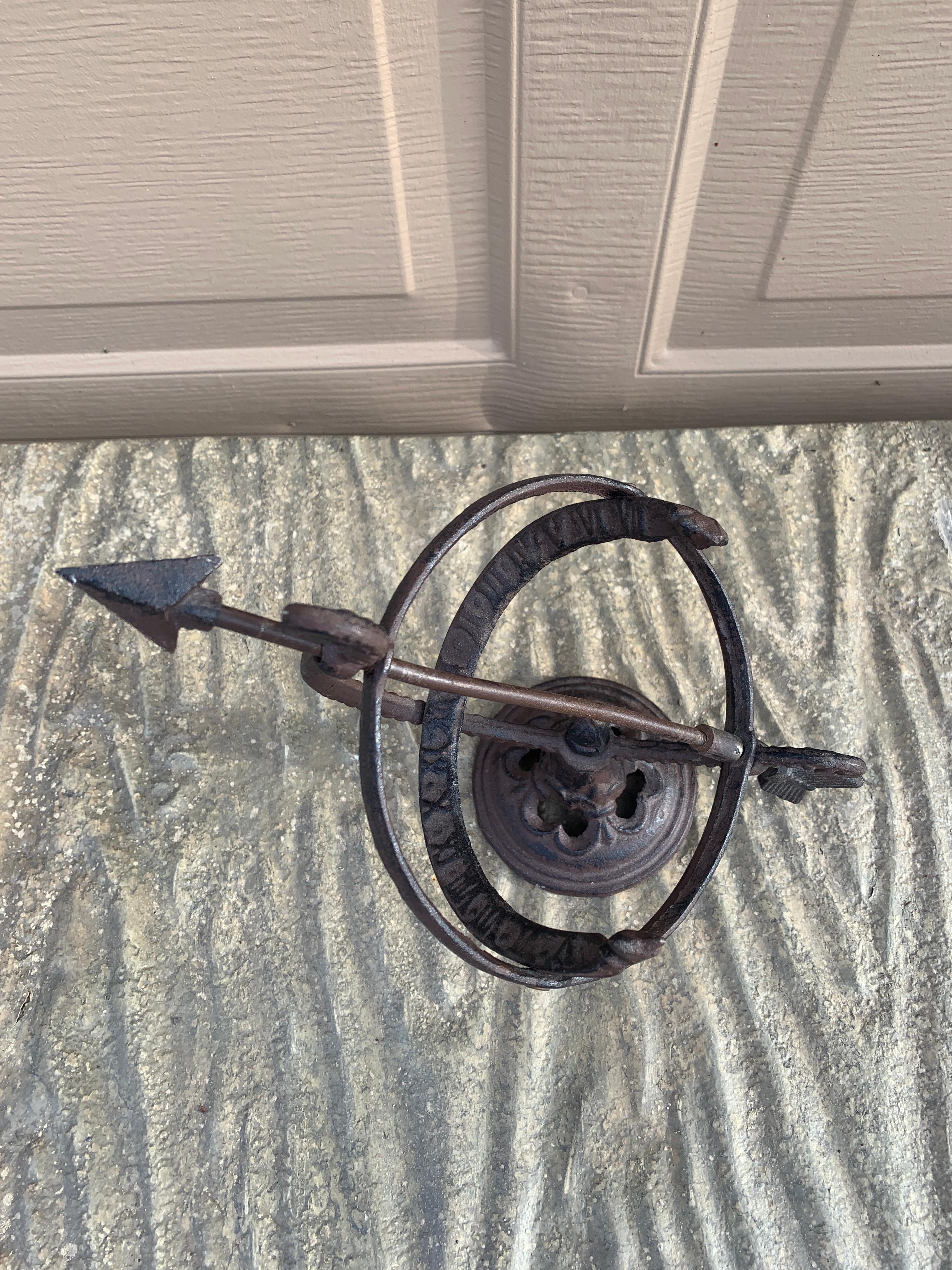 Neoclassical Vintage French Country Iron Garden Armillary Sundial For Sale
