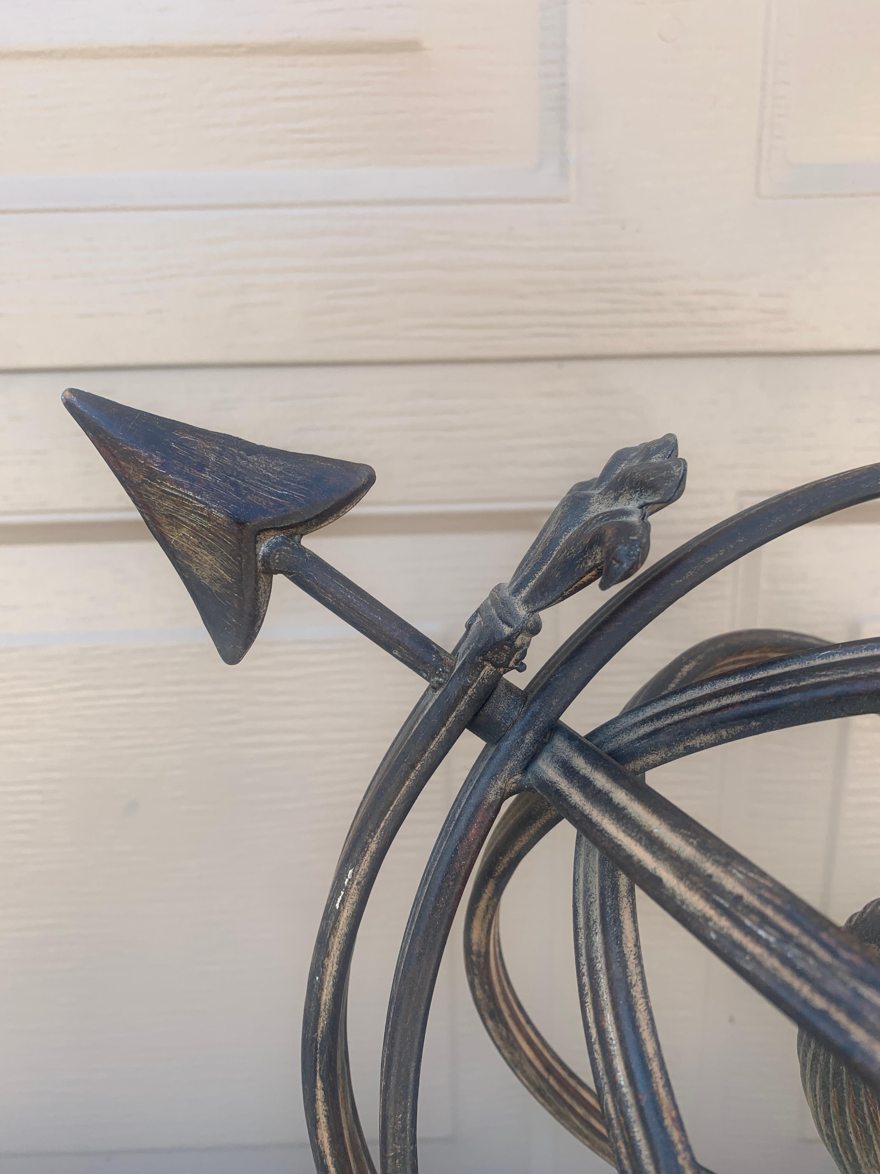 Vintage French Country Iron Garden Armillary Sundial In Good Condition For Sale In Elkhart, IN