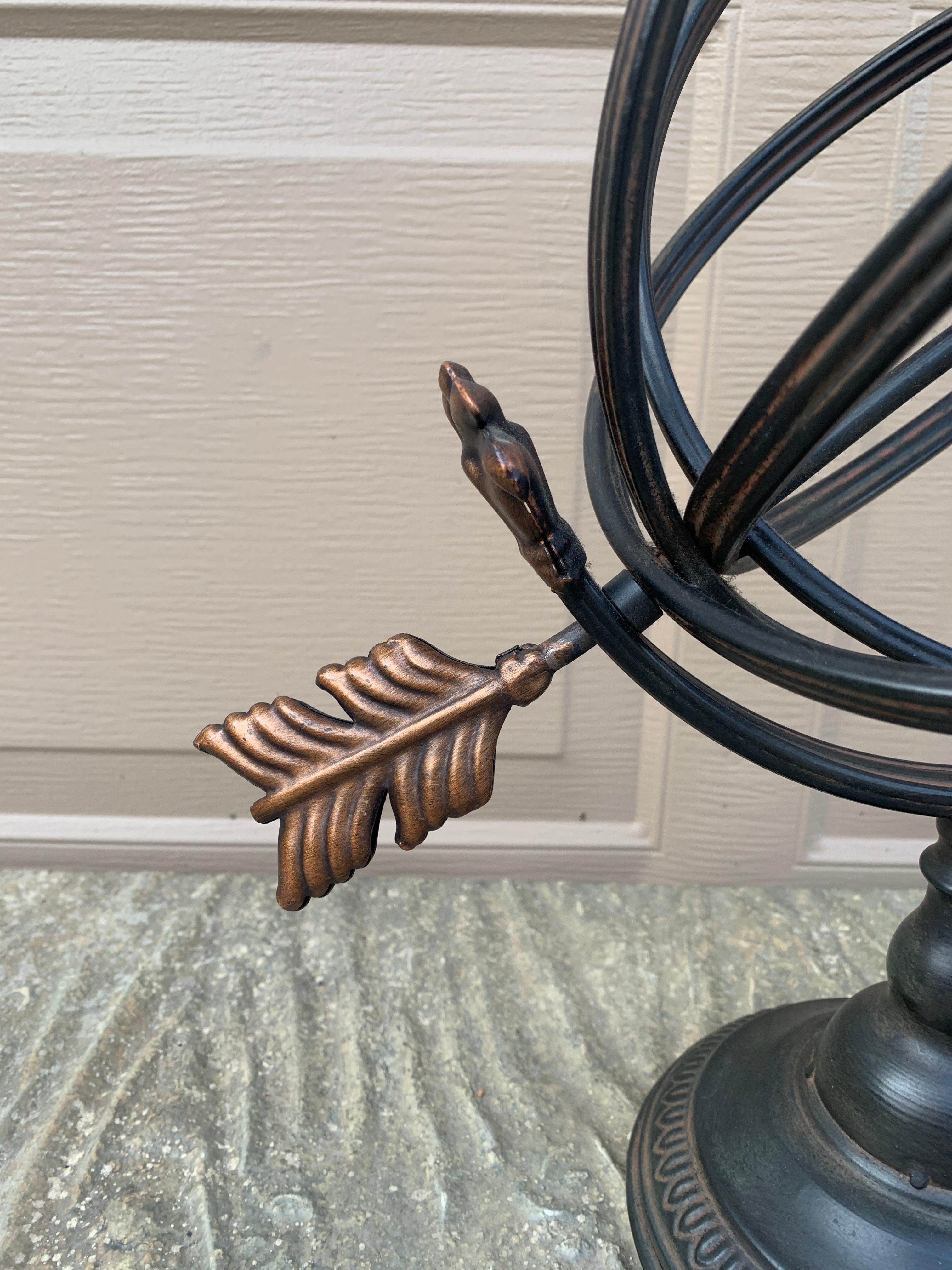 Vintage French Country Iron Garden Armillary Sundial For Sale 1