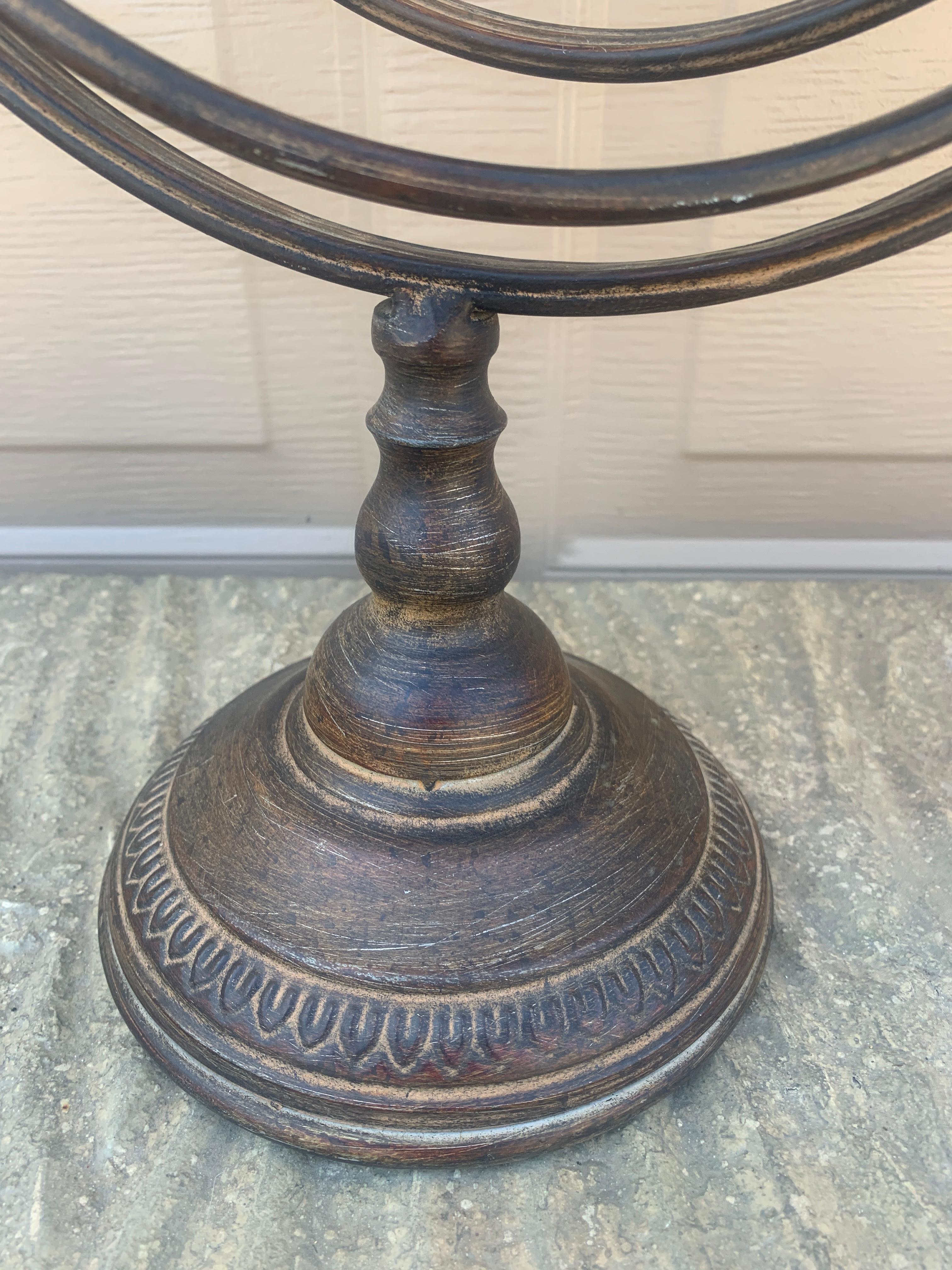 Vintage French Country Iron Garden Armillary Sundial For Sale 2