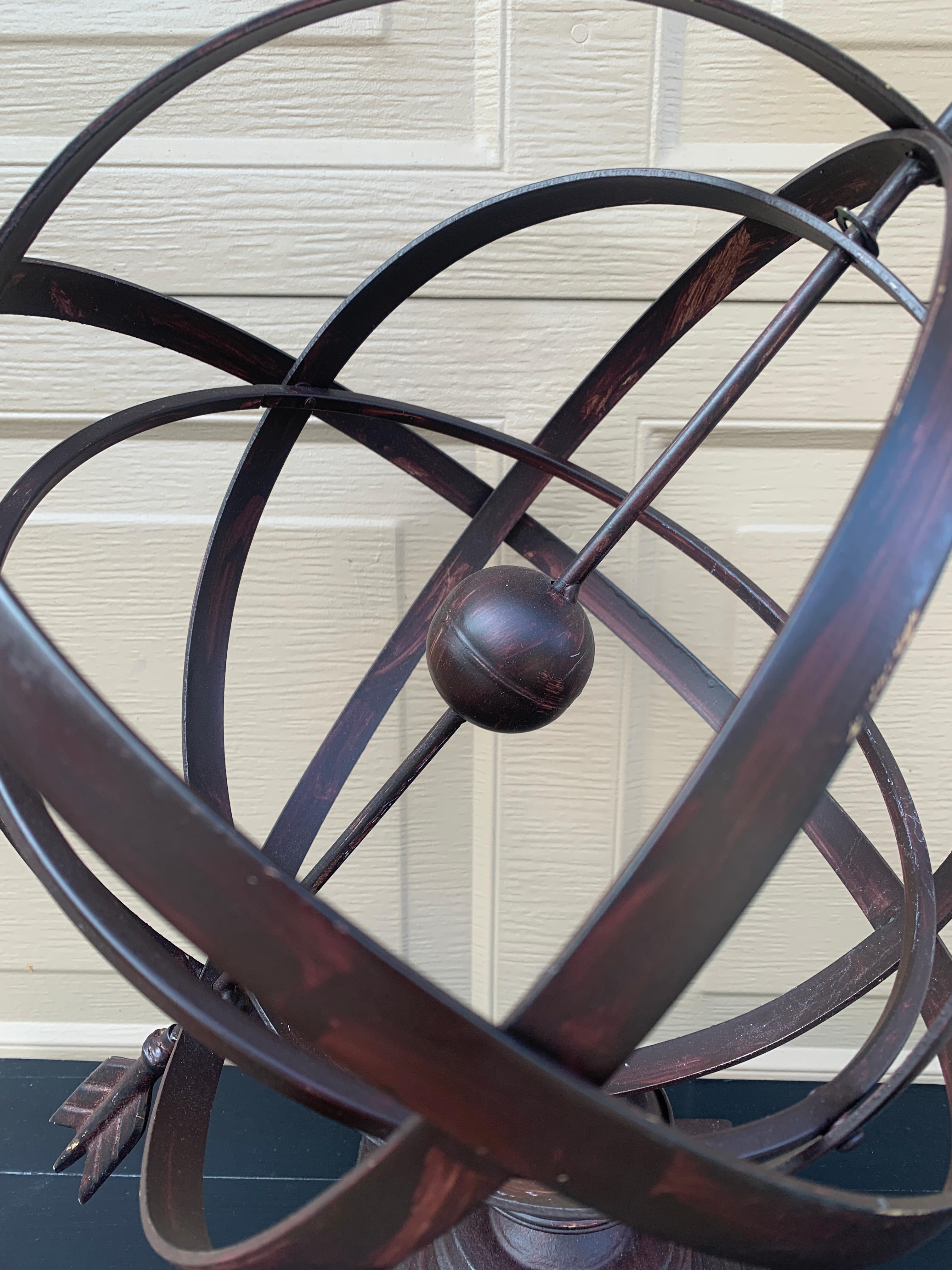 Vintage French Country Iron Garden Armillary Sundial en venta 1