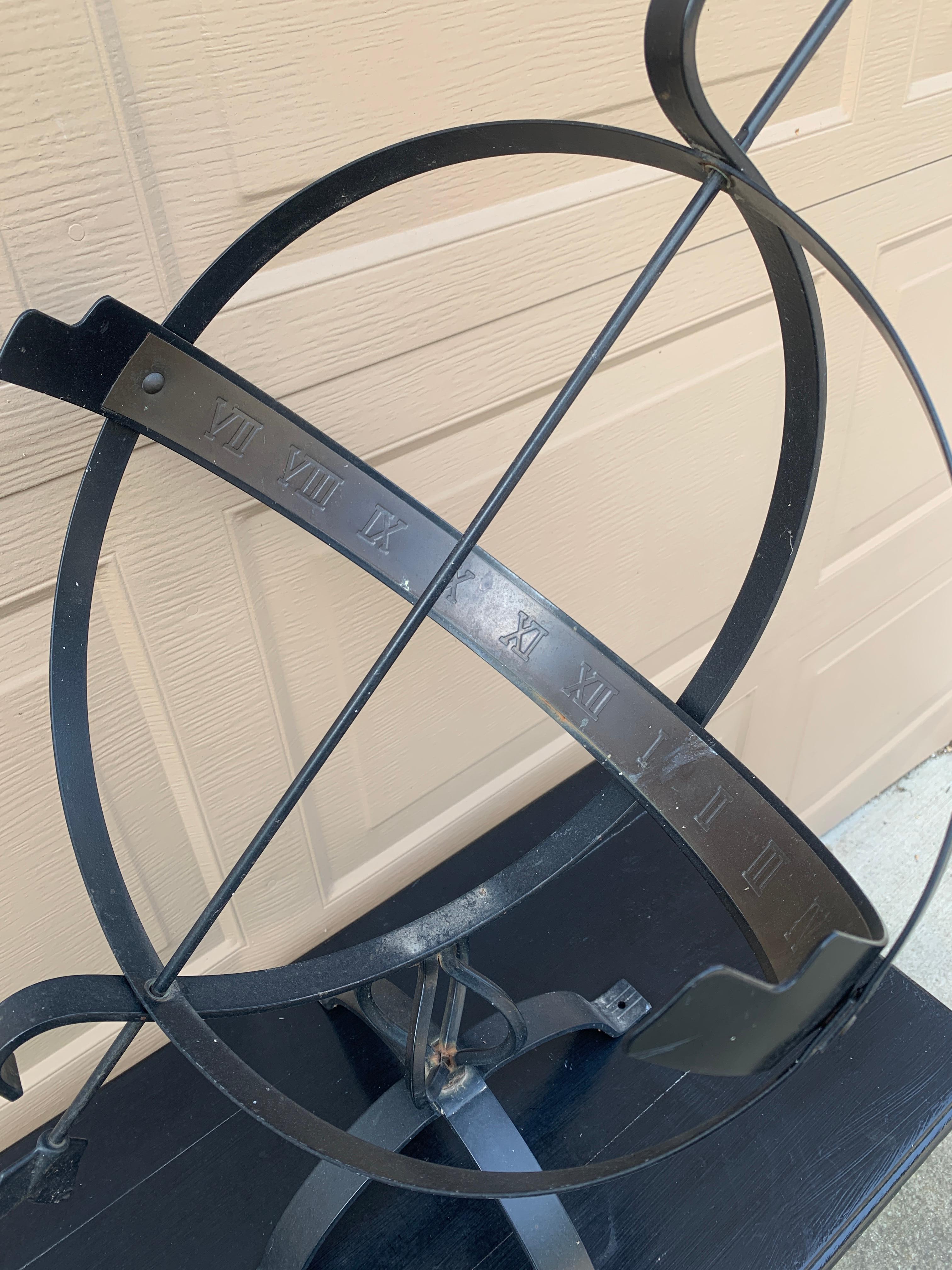Vintage French Country Iron Garden Armillary Sundial in vendita 1