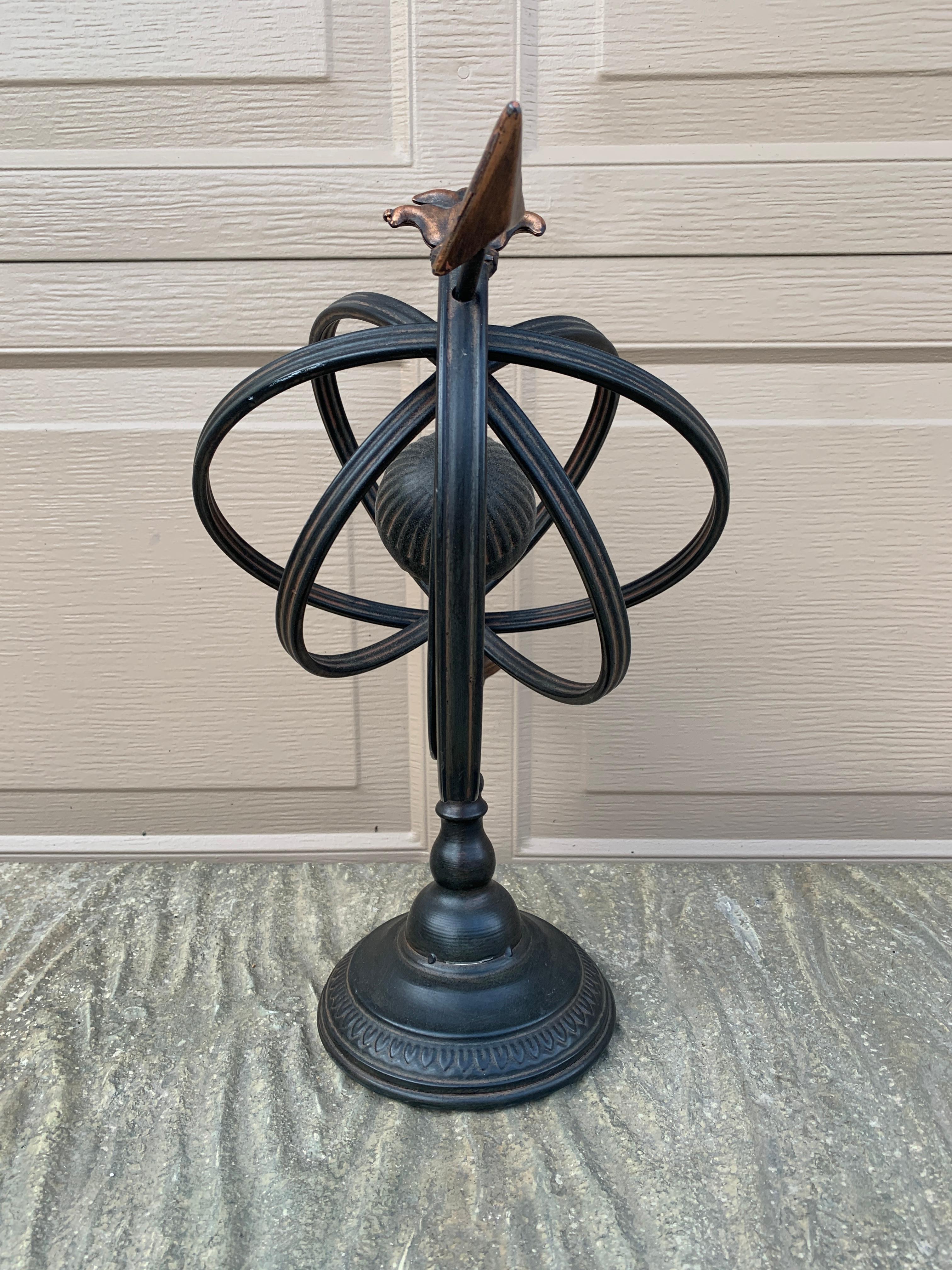 Vintage French Country Iron Garden Armillary Sundial For Sale 3