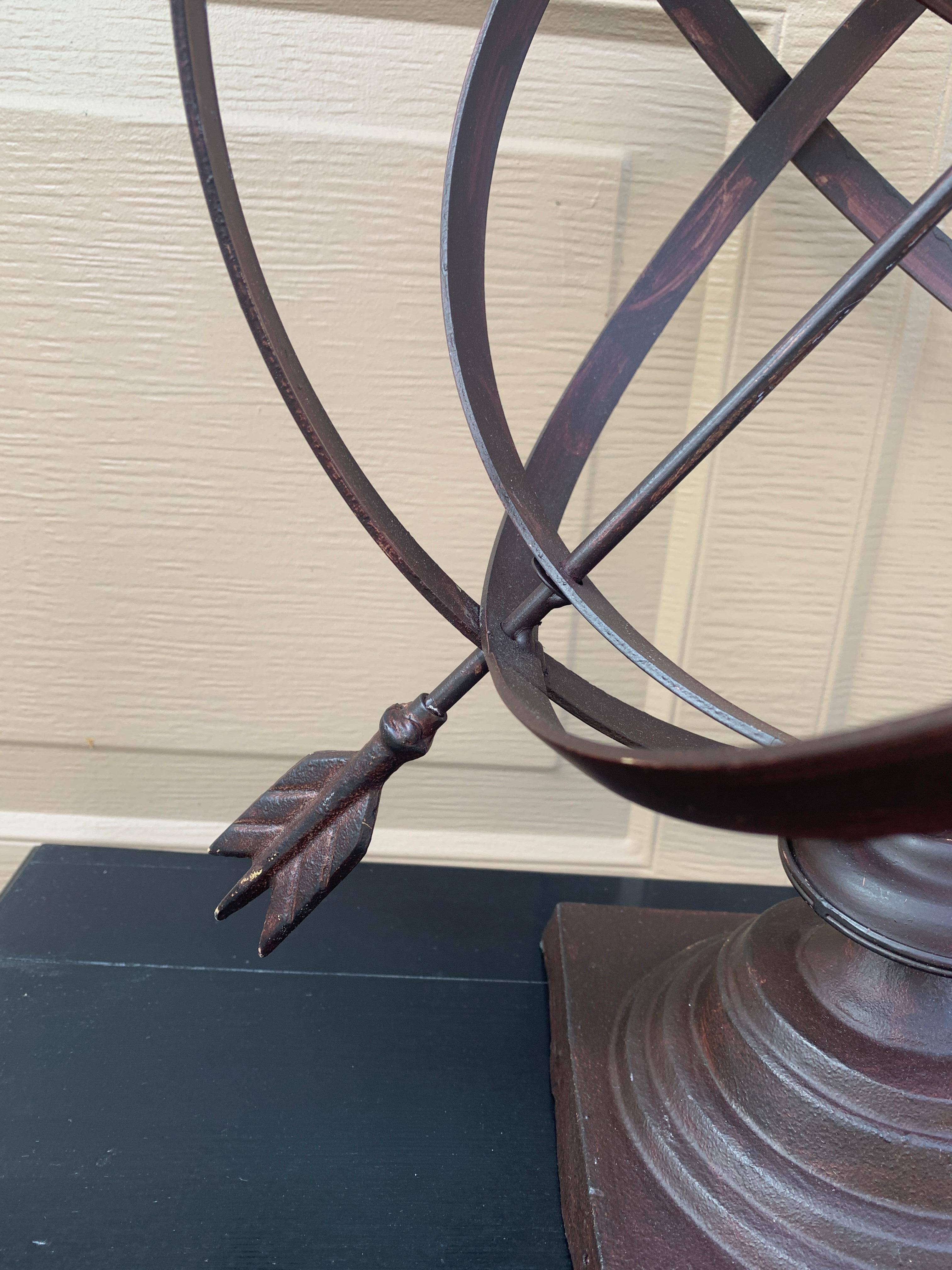 Vintage French Country Iron Garden Armillary Sundial en venta 2