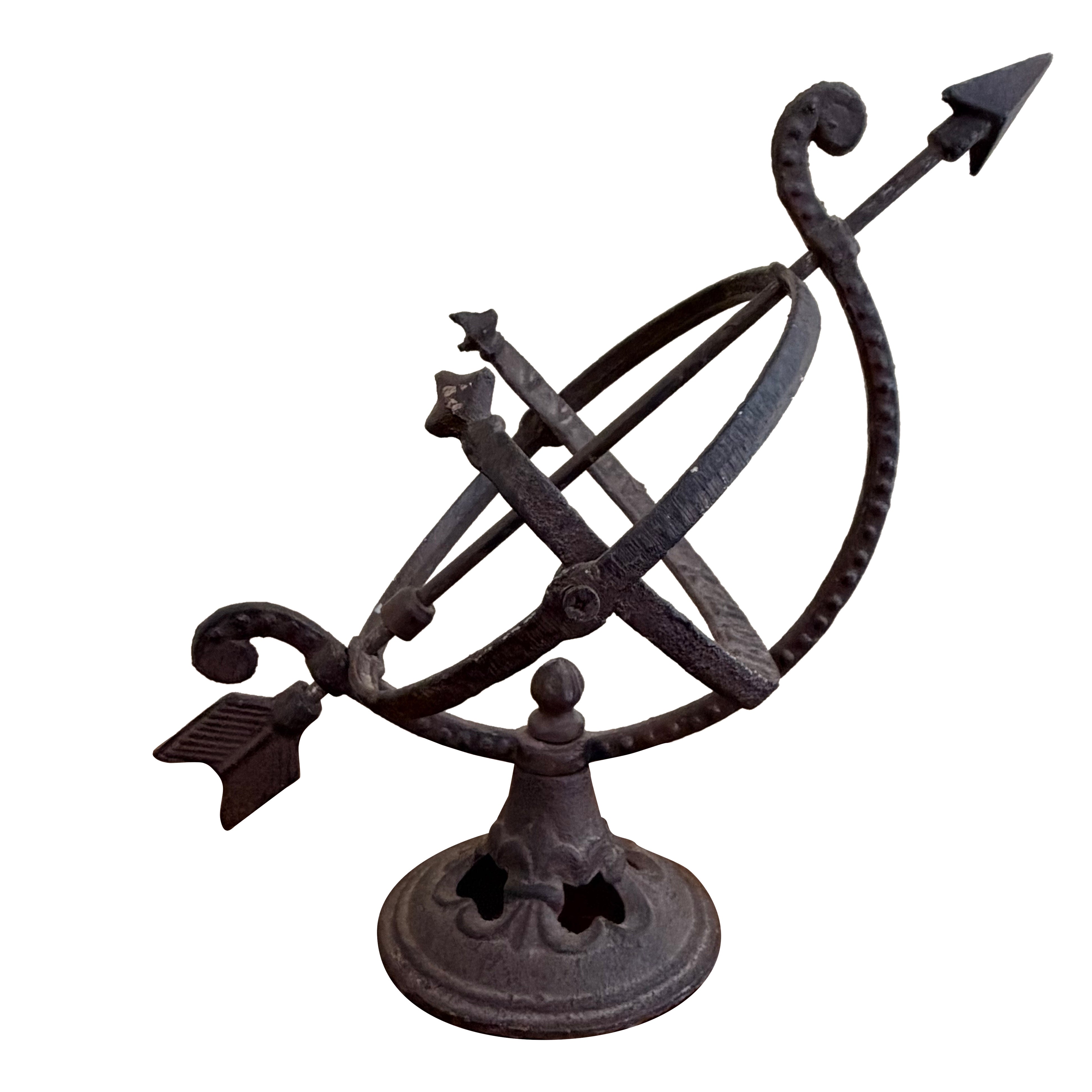 Vintage French Country Iron Garden Armillary Sundial