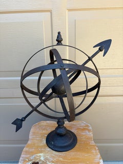Vintage French Country Iron Garden Armillary Sundial- Outdoor Estate Decor