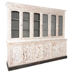 Vintage French Country Large Bookcase Display Cabinet, circa 1960