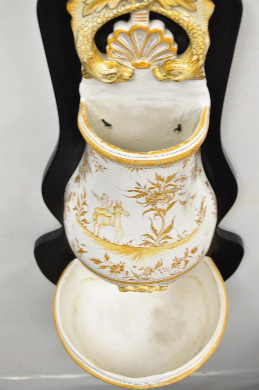 Französische Lavabo-Wäschenwaschbeckenkanne aus italienischem Porzellan im Landhausstil, Lavabo-Stil, bemalt im Angebot 4