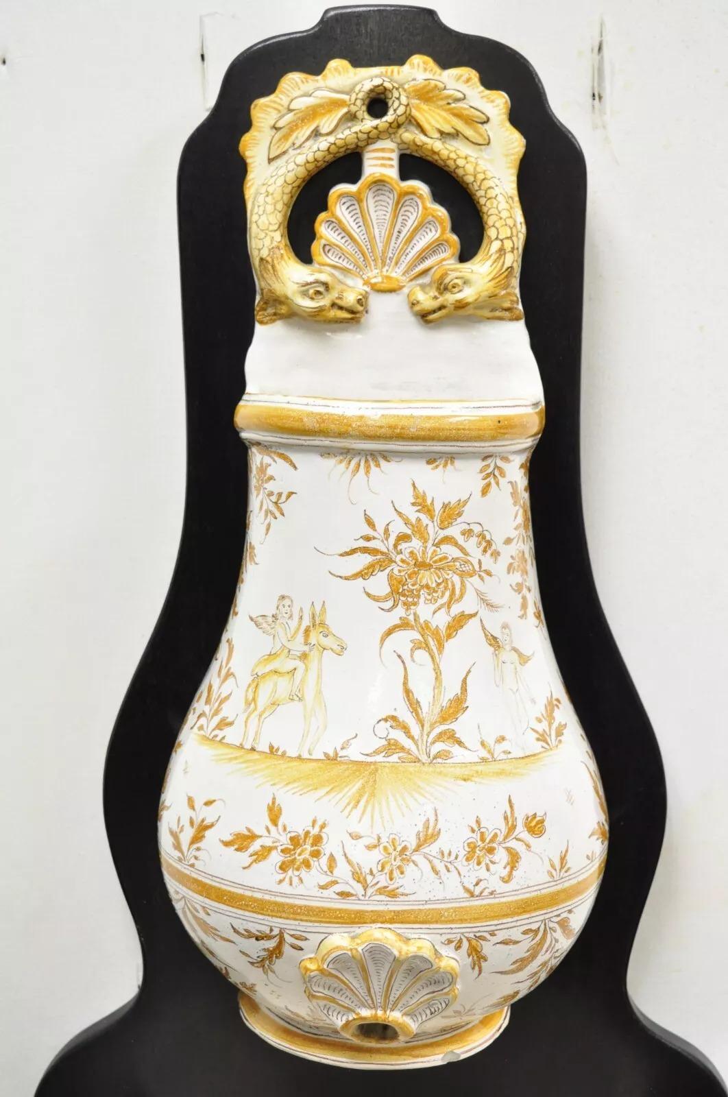 Französische Lavabo-Wäschenwaschbeckenkanne aus italienischem Porzellan im Landhausstil, Lavabo-Stil, bemalt im Zustand „Gut“ im Angebot in Philadelphia, PA