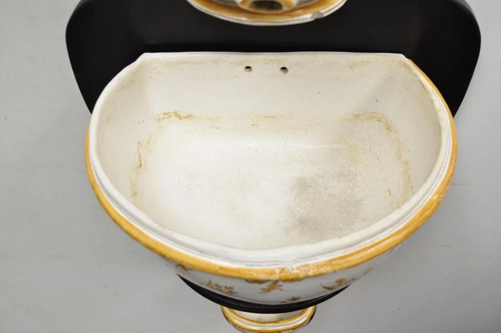Französische Lavabo-Wäschenwaschbeckenkanne aus italienischem Porzellan im Landhausstil, Lavabo-Stil, bemalt im Angebot 1