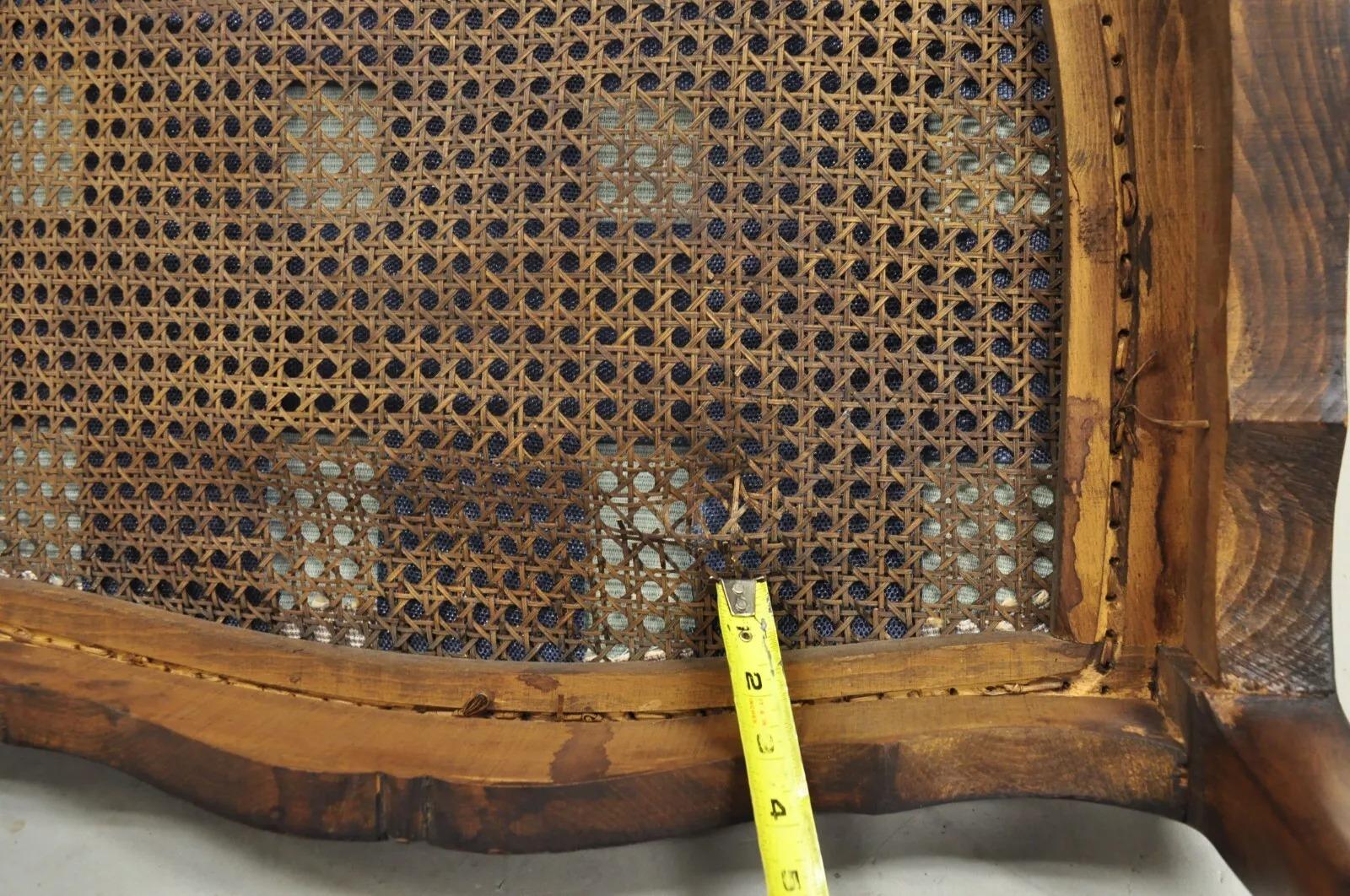 Vintage French Country Louis XV Style Carved Walnut Low Bergere Lounge Chair For Sale 3