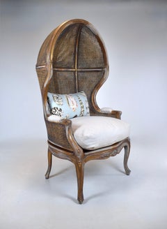 Vieille chaise porte-porter italienne de style Louis XV à double canne