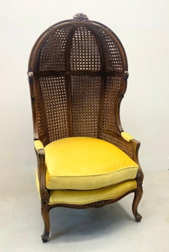 Vintage French Country Louis XV Style Double Cane Italian Canopy Porter Chair