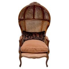 Vieille chaise porte-à-faux italienne de style Louis XV à double canne, style campagnard français