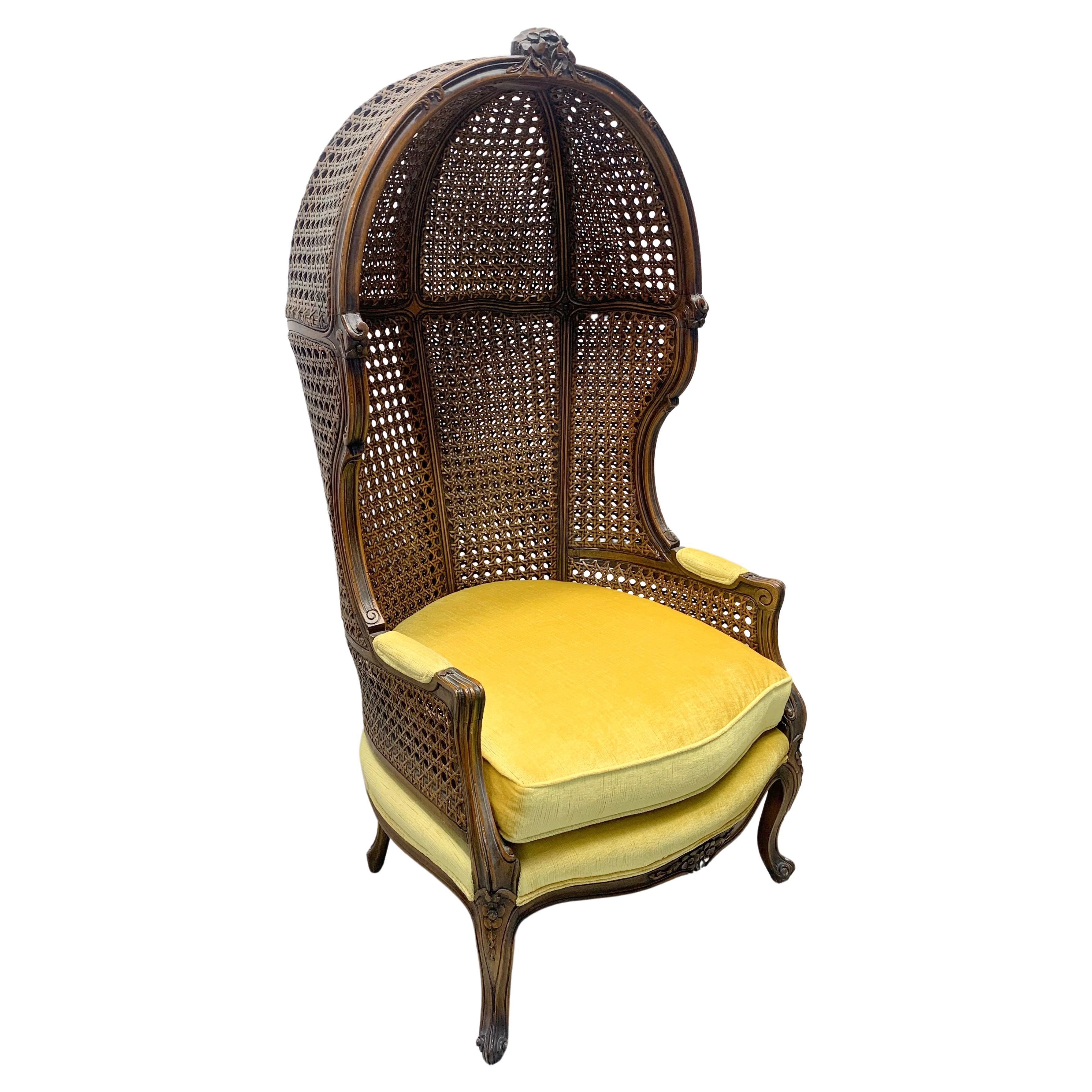 Vieille chaise porte-porter italienne de style Louis XV à double canne 