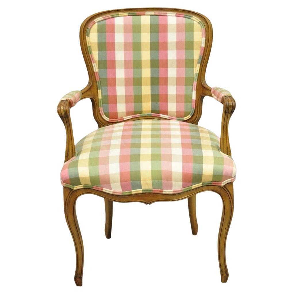 Vintage French Country Louis XV Plaid Arm Chair by Simon Loscertales Bona