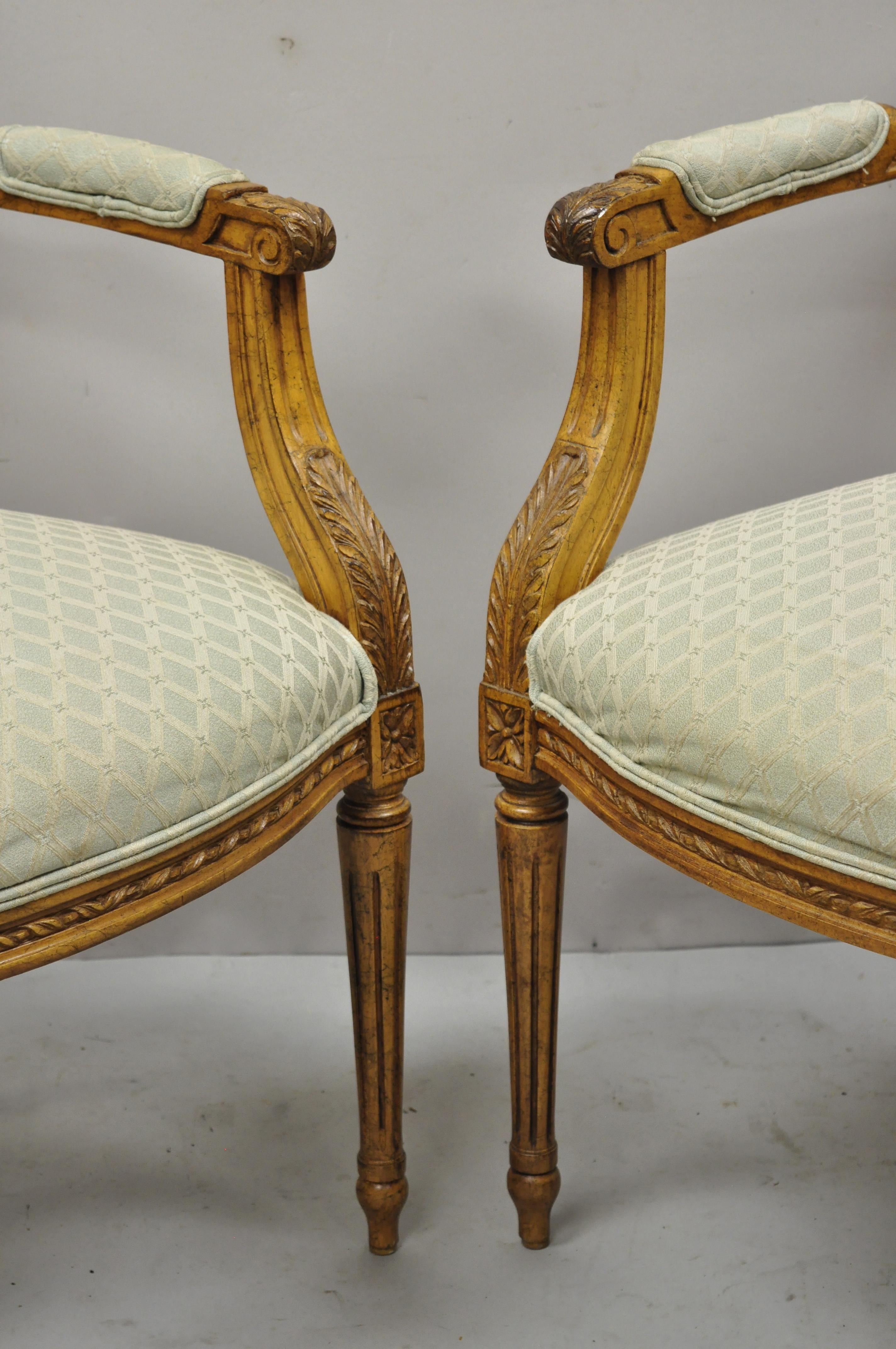 Vintage French Country Louis XVI Oval Cane Back Fauteuil Lounge Chairs, a Pair For Sale 3