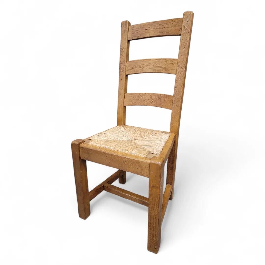 Unknown Vintage French Country Oak Extension Dining Table With 8 Ladder Back Chairs For Sale