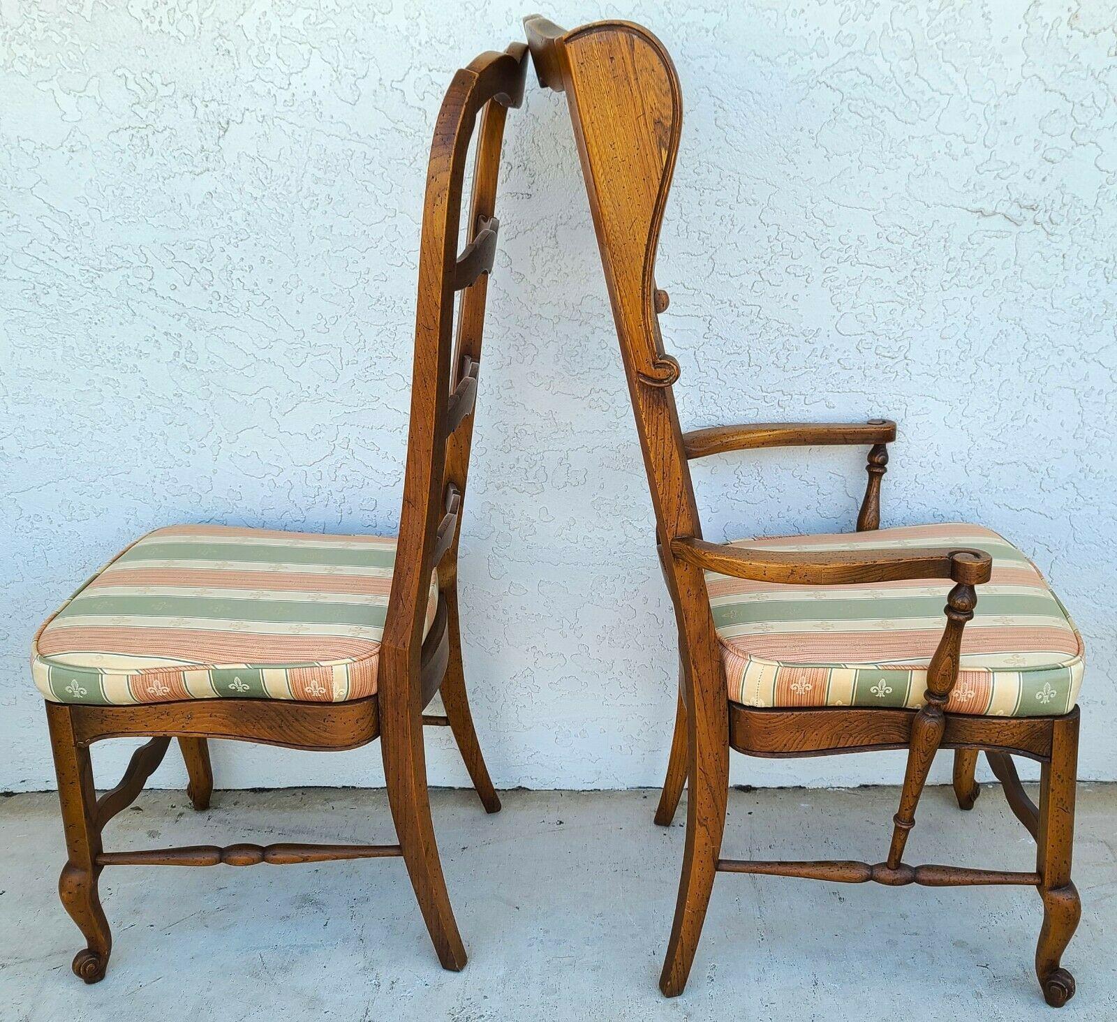 20th Century Vintage French Country Oak Wingback Dining Chairs, Set of 6 For Sale