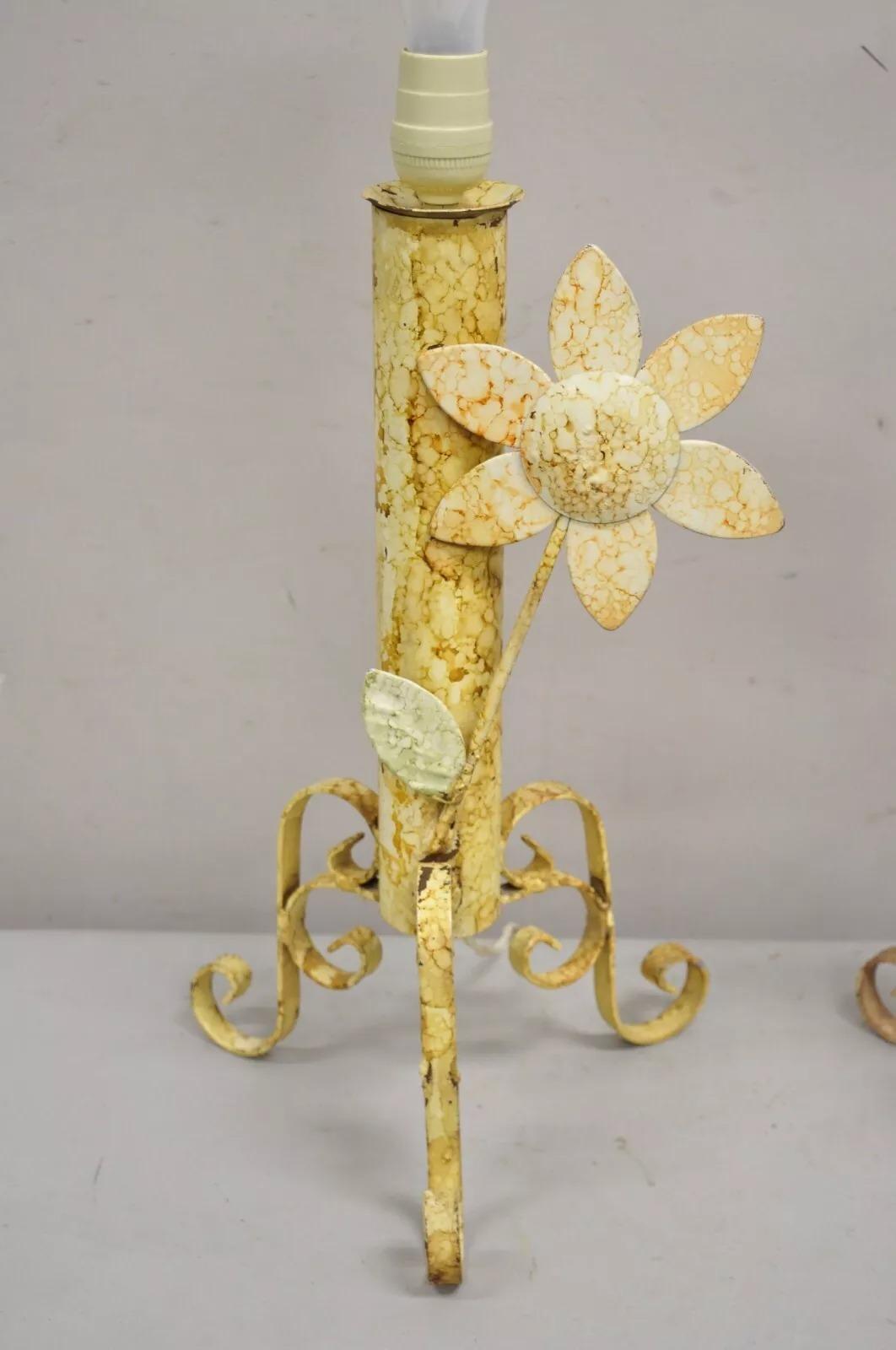 Other Vintage French Country Painted Metal Grapevine & Floral Form Table Lamps- a Pair For Sale