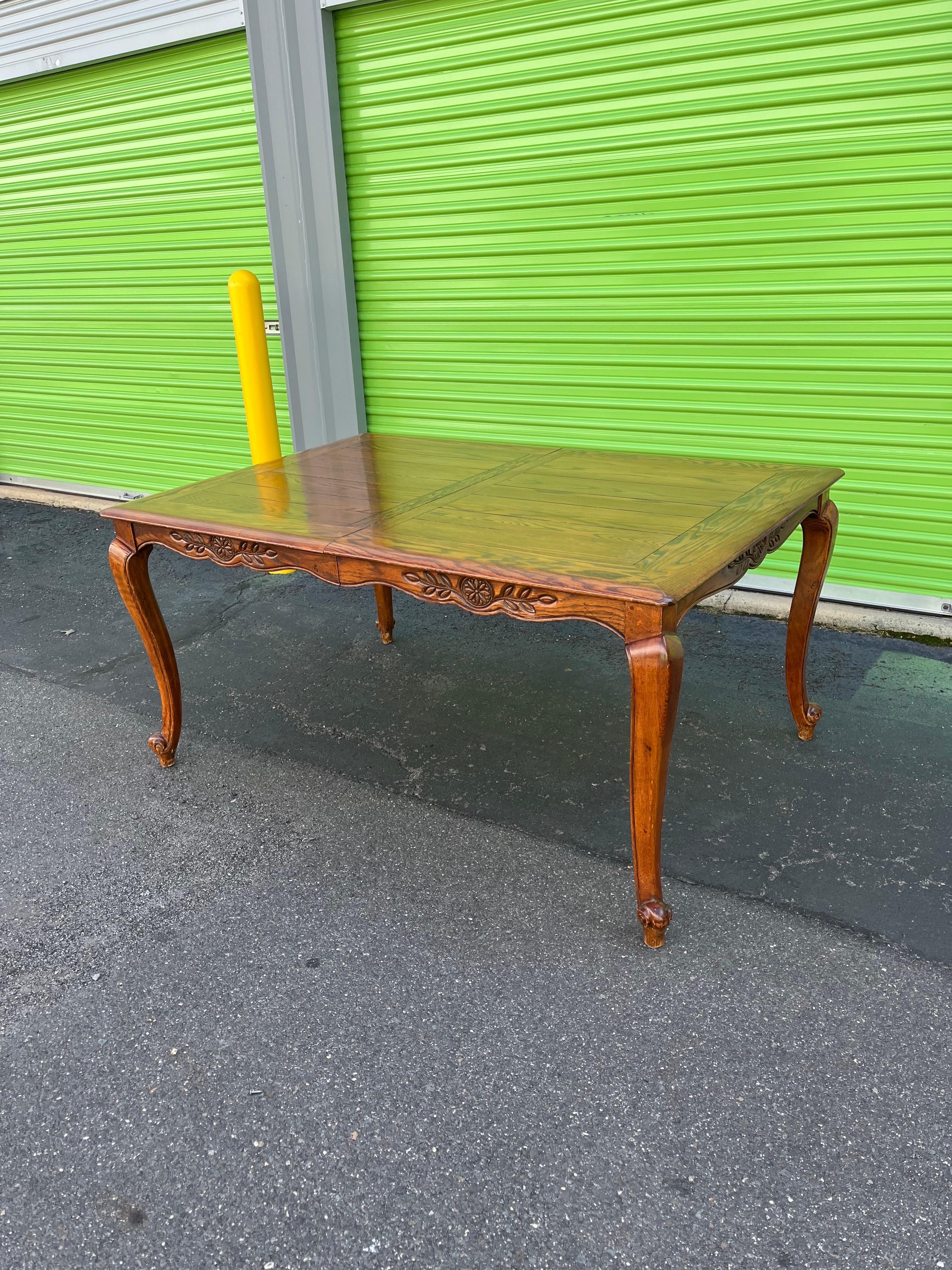 American Vintage French Country Parquet Expandable Dining Table