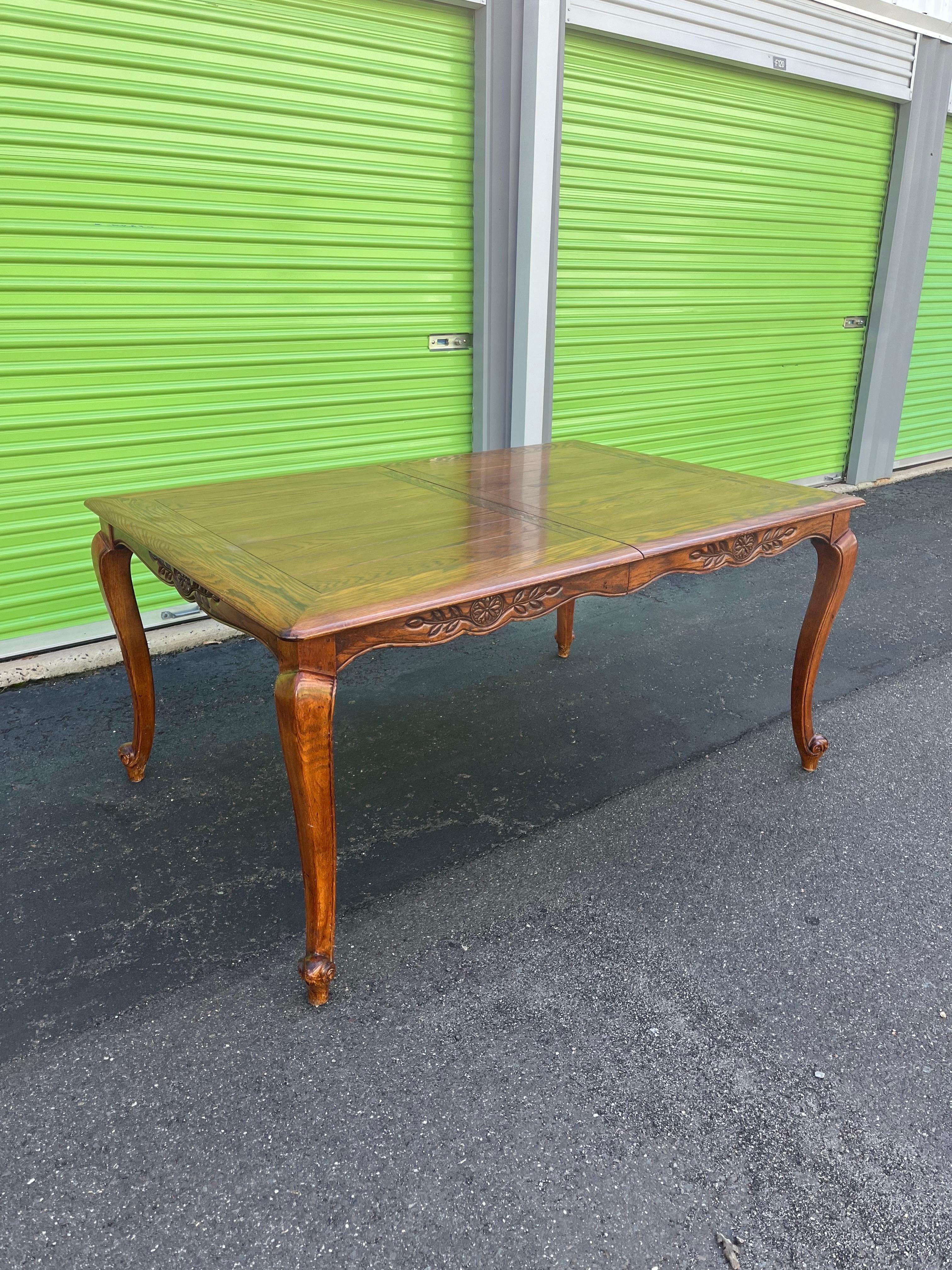20th Century Vintage French Country Parquet Expandable Dining Table