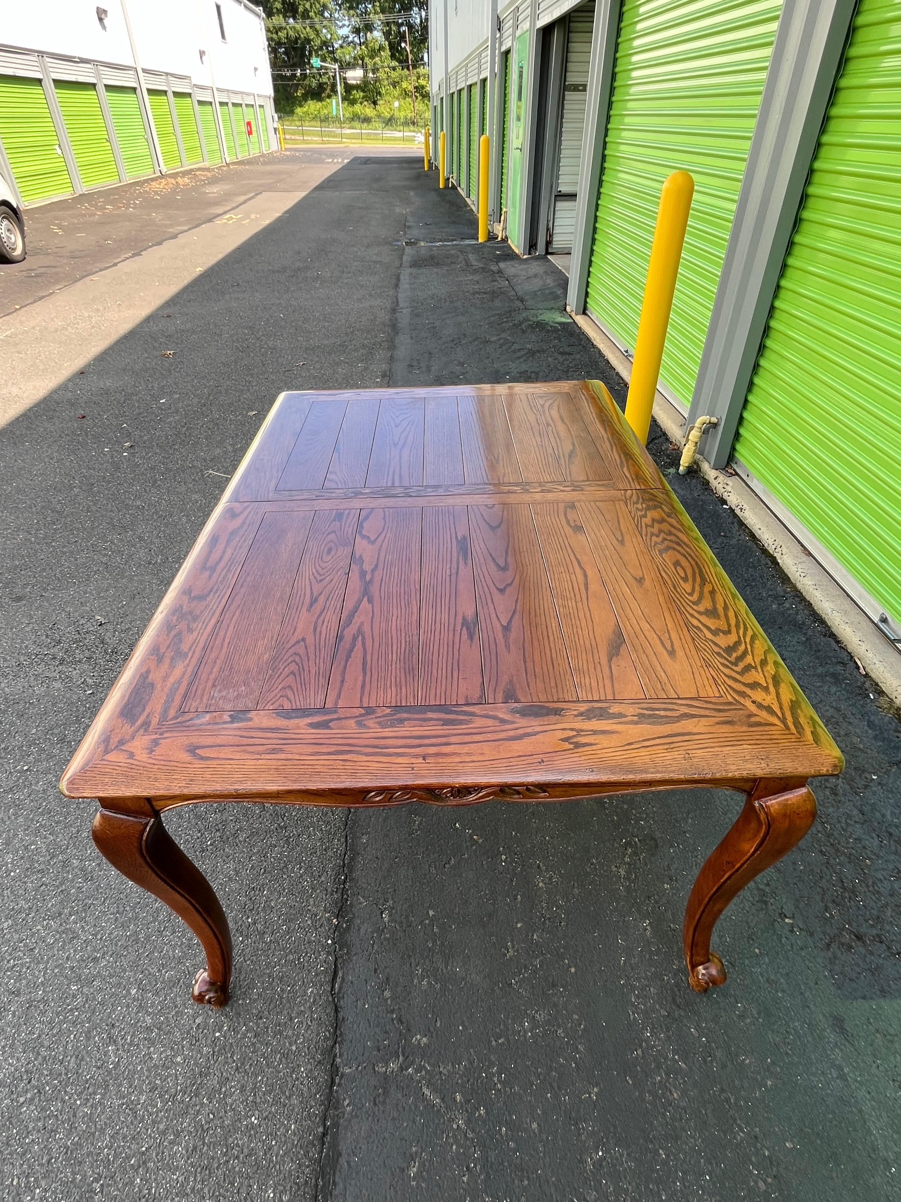 Oak Vintage French Country Parquet Expandable Dining Table