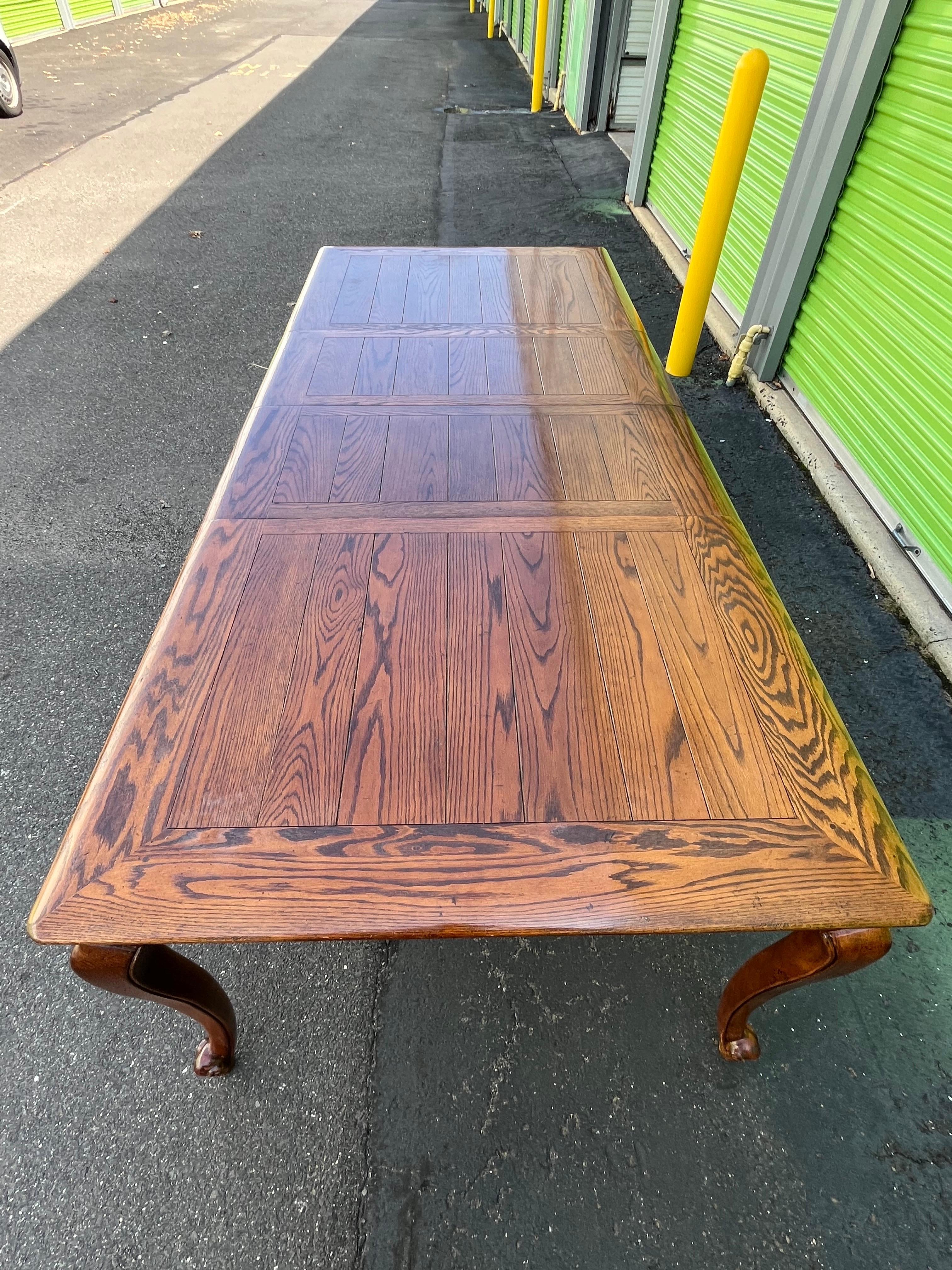 Vintage French Country Parquet Expandable Dining Table 2