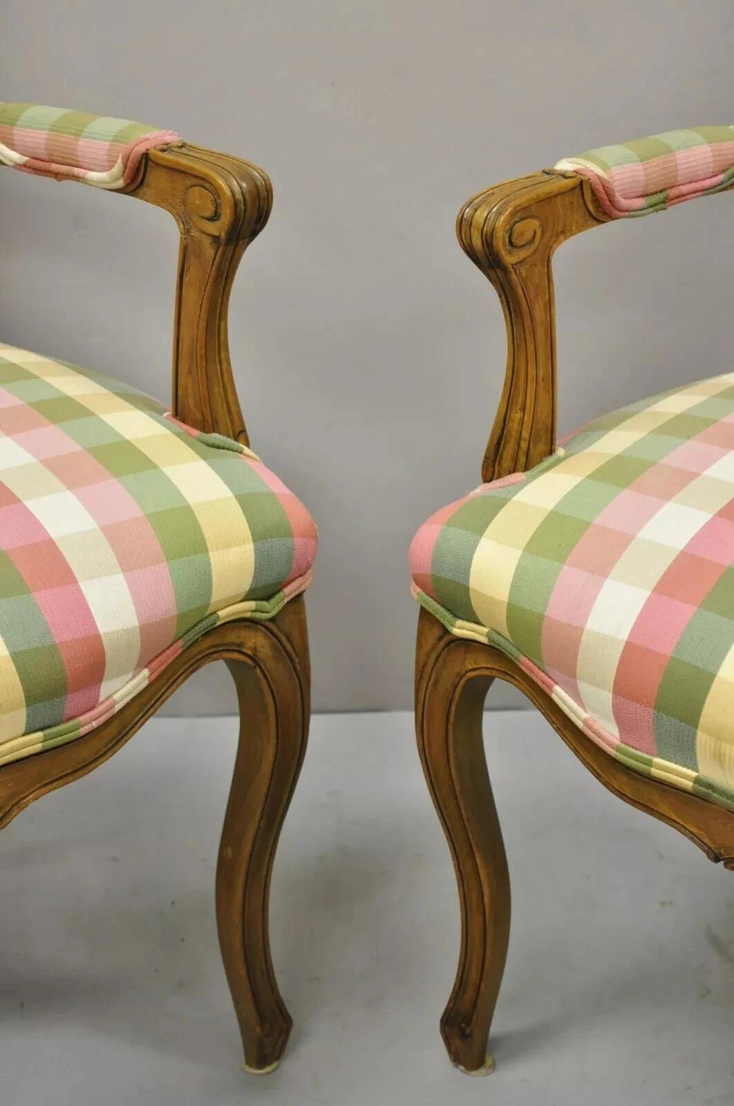 Vintage French Country Provincial Arm Chairs by Simon Loscertales Bona - a Pair In Good Condition For Sale In Philadelphia, PA