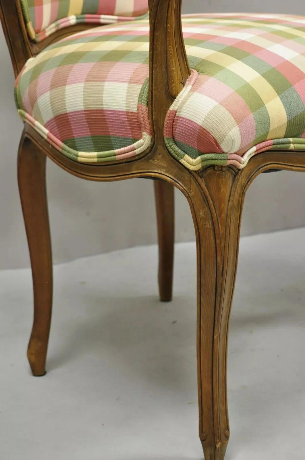 Fabric Vintage French Country Provincial Arm Chairs by Simon Loscertales Bona - a Pair For Sale